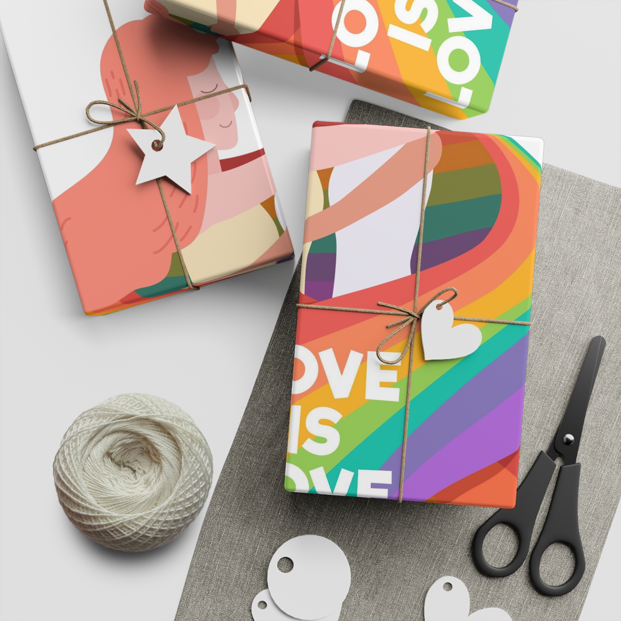 Girls Holding Pride Day Flag Gift Wrapping Paper Sheets 1pc - Image 2