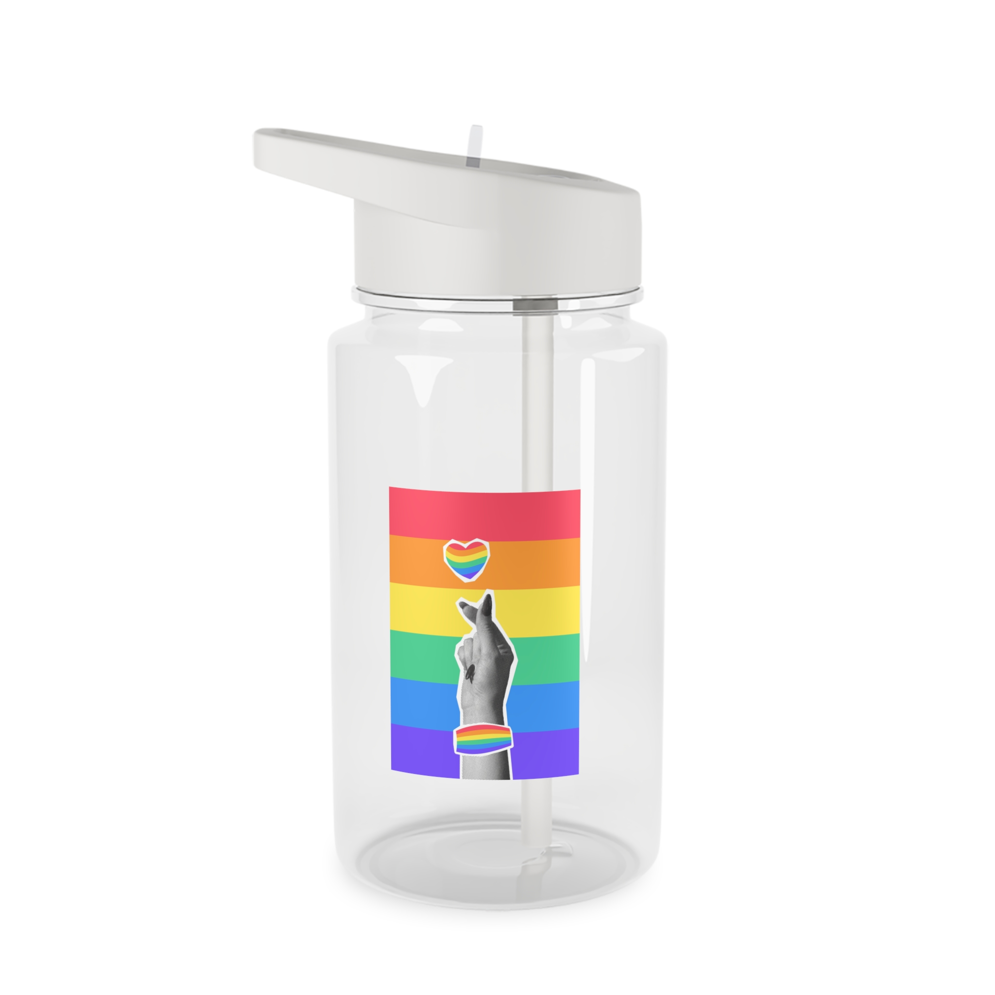 Lgbtq Trendy Retro Collage Halftone Hands Tritan Water Bottle