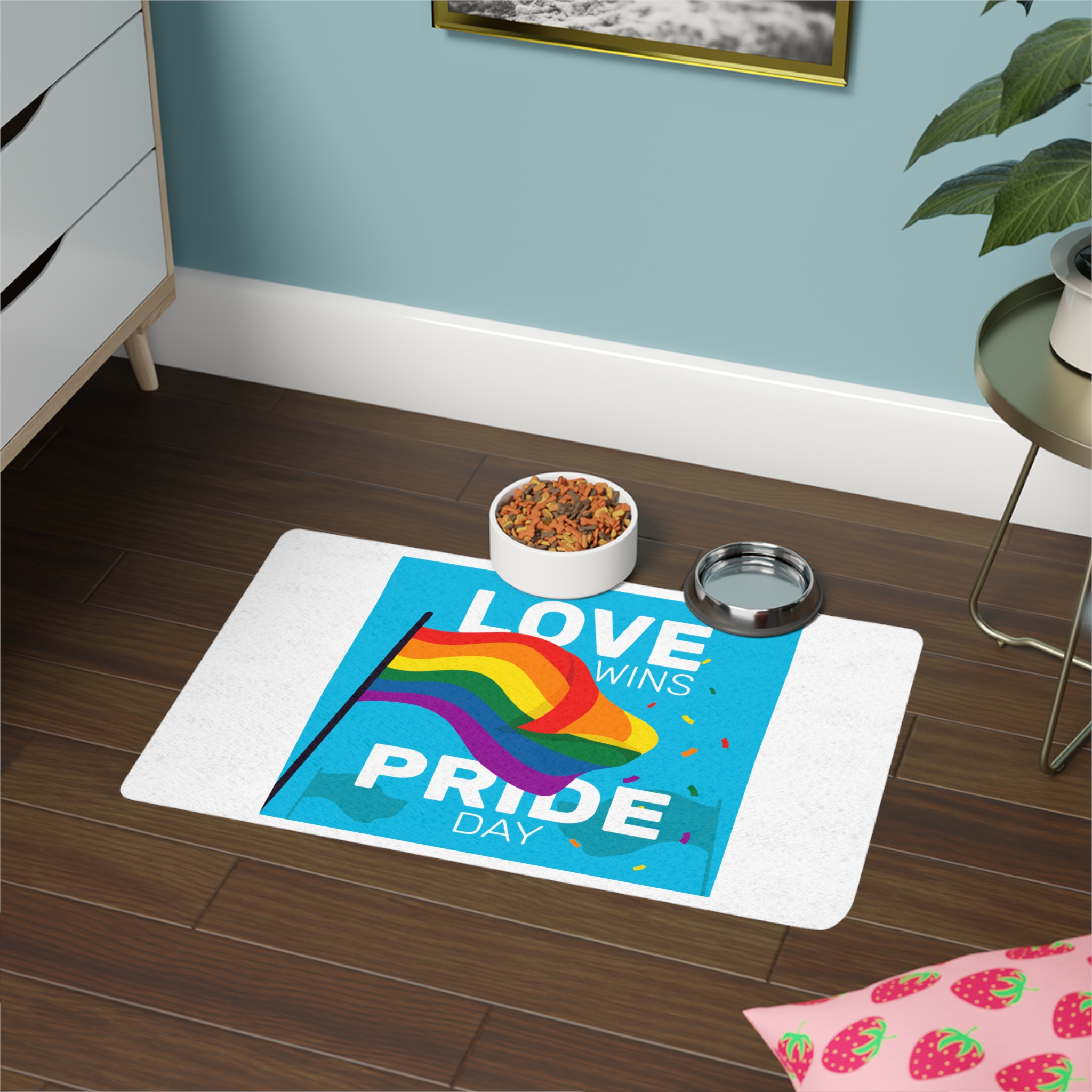 Pride Day Event With Rainbow Flag Pet Food Mat 12x18 - Image 4