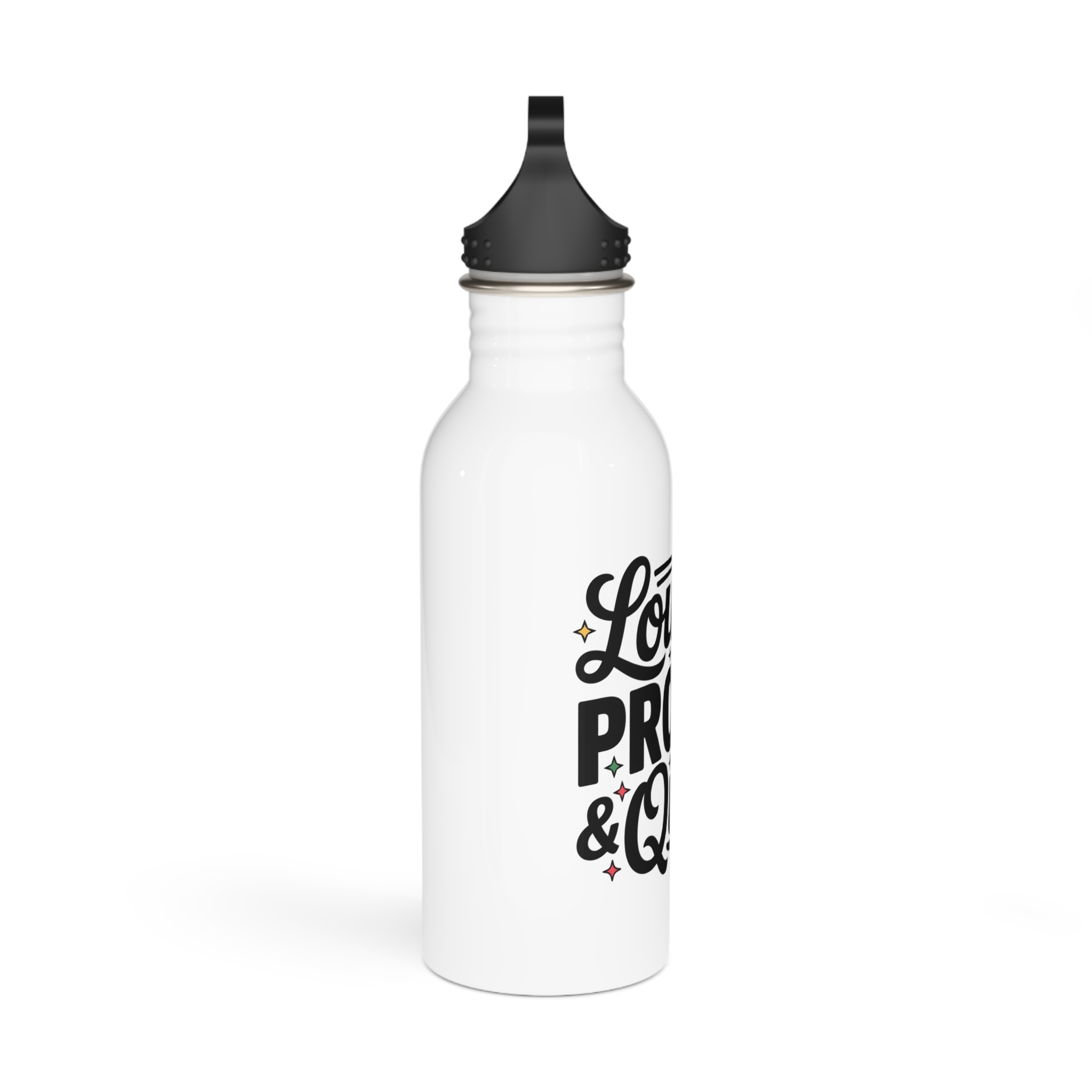 Loud Proud Queer T Shirt Design Isolated White Background2 Stainless Steel Water Bottle - Image 2