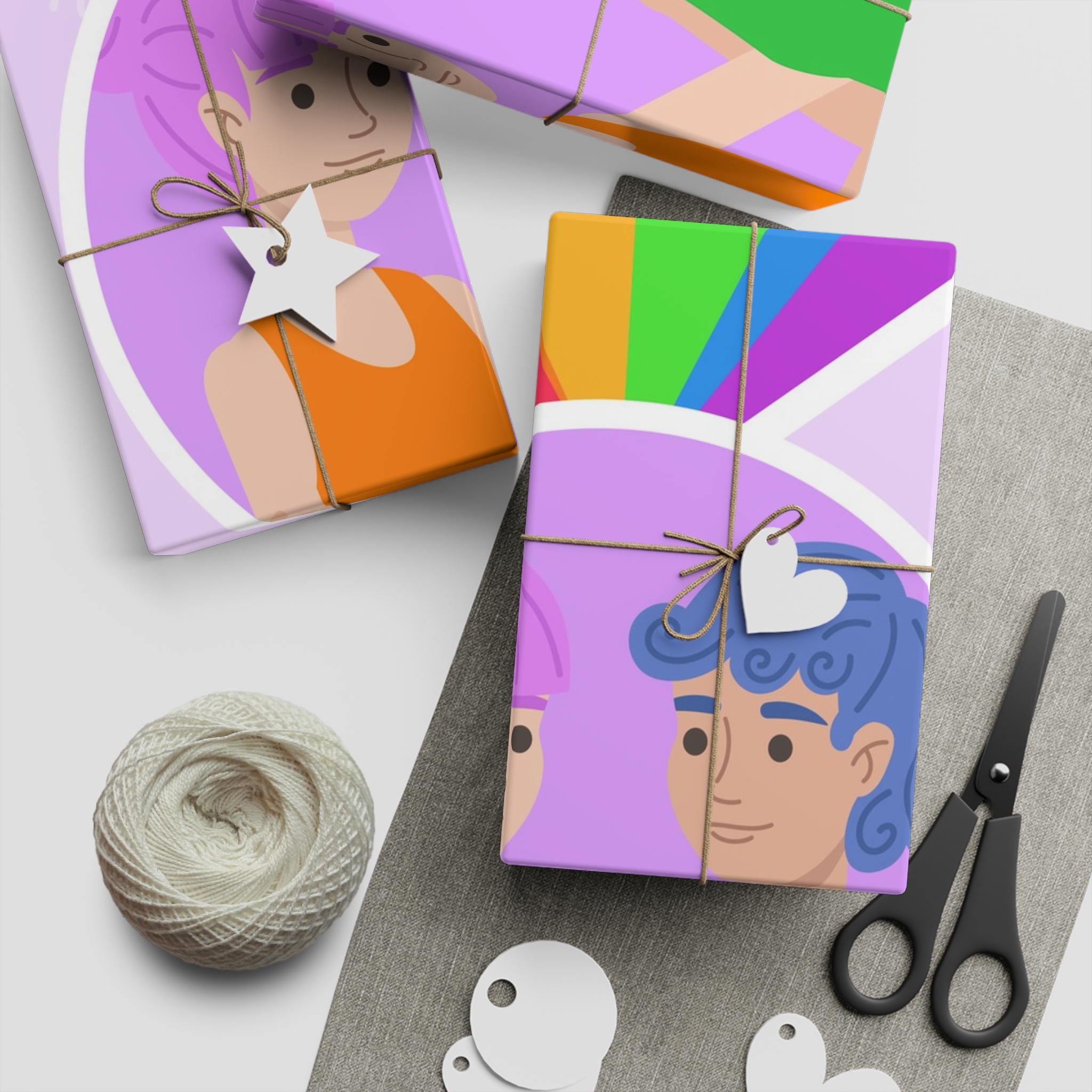 Young Couple Embracing With Rainbow Love Text Celebrating Pride Month Gift Wrapping Paper Sheets 1pc - Image 5