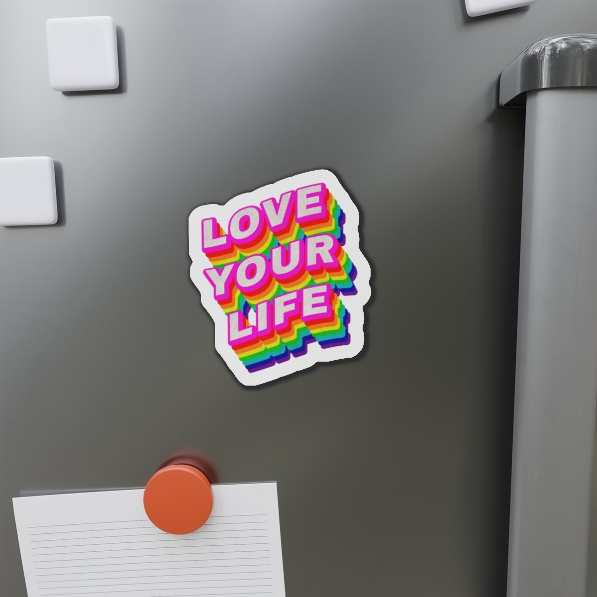 Rainbow Word Love Your Life Typography Design Element Die Cut Magnets - Image 11