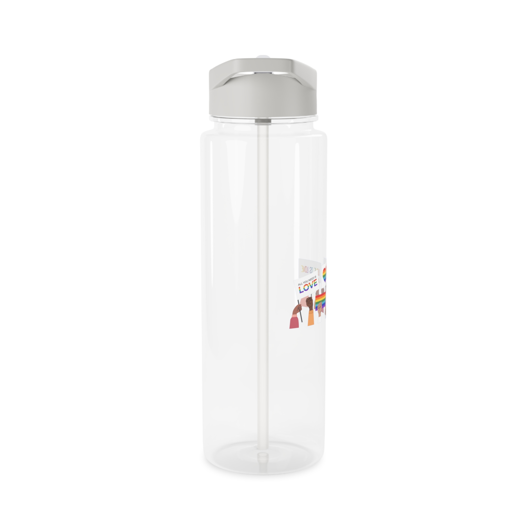 People Holding Lgbt Posters Symbols Signs Flags With Rainbows Pride Month Human Rights Love Is Love Tritan Water Bottle - Image 8
