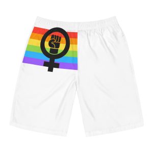 Flat Feminist Lgbt Flag Illustration Mens Board Shorts Aop