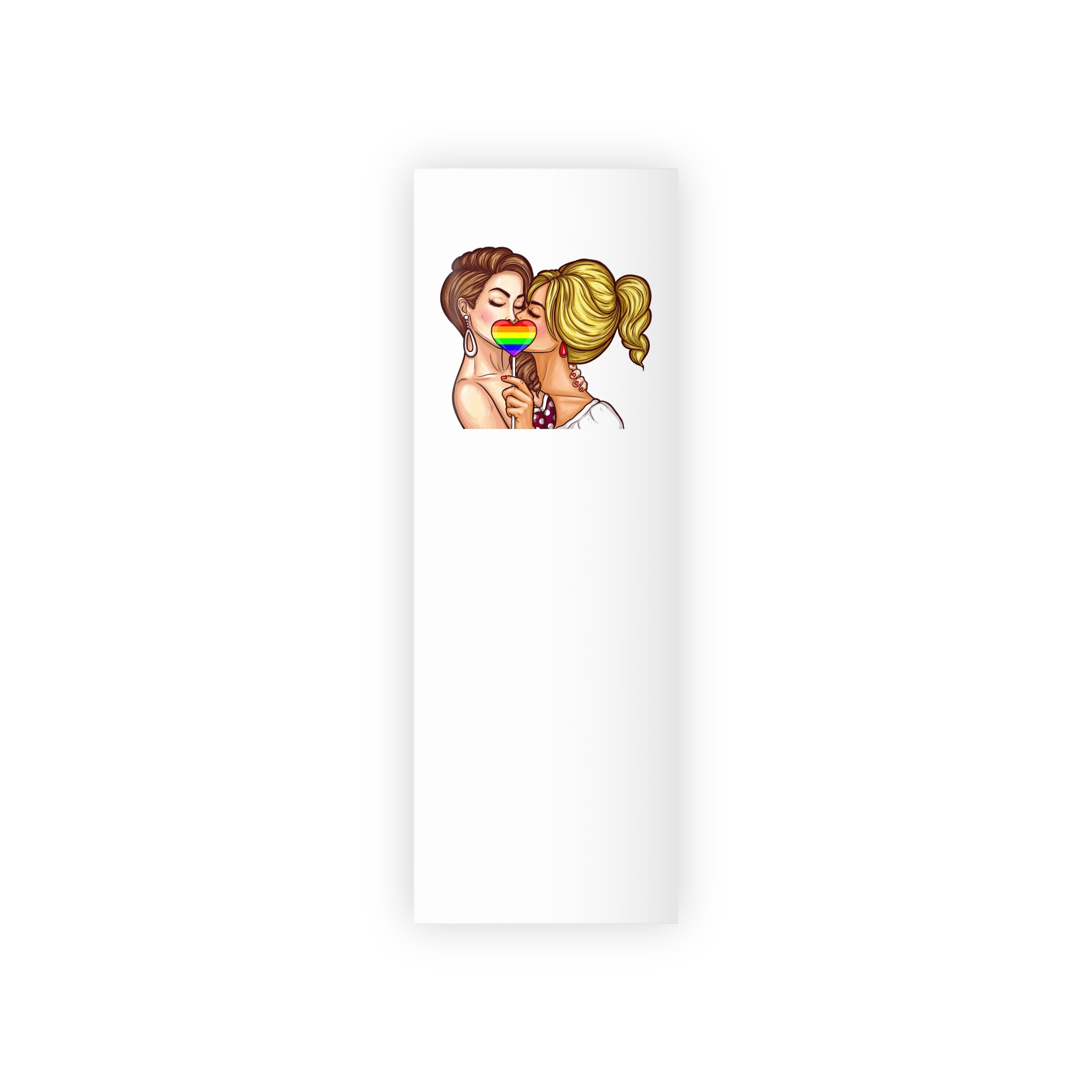 Vector Pop Art Lesbian Couple Kissing Covering Their Lips With Sign Stick Form Rainbow Heart Gift Wrapping Paper Rolls 1pc - Image 5