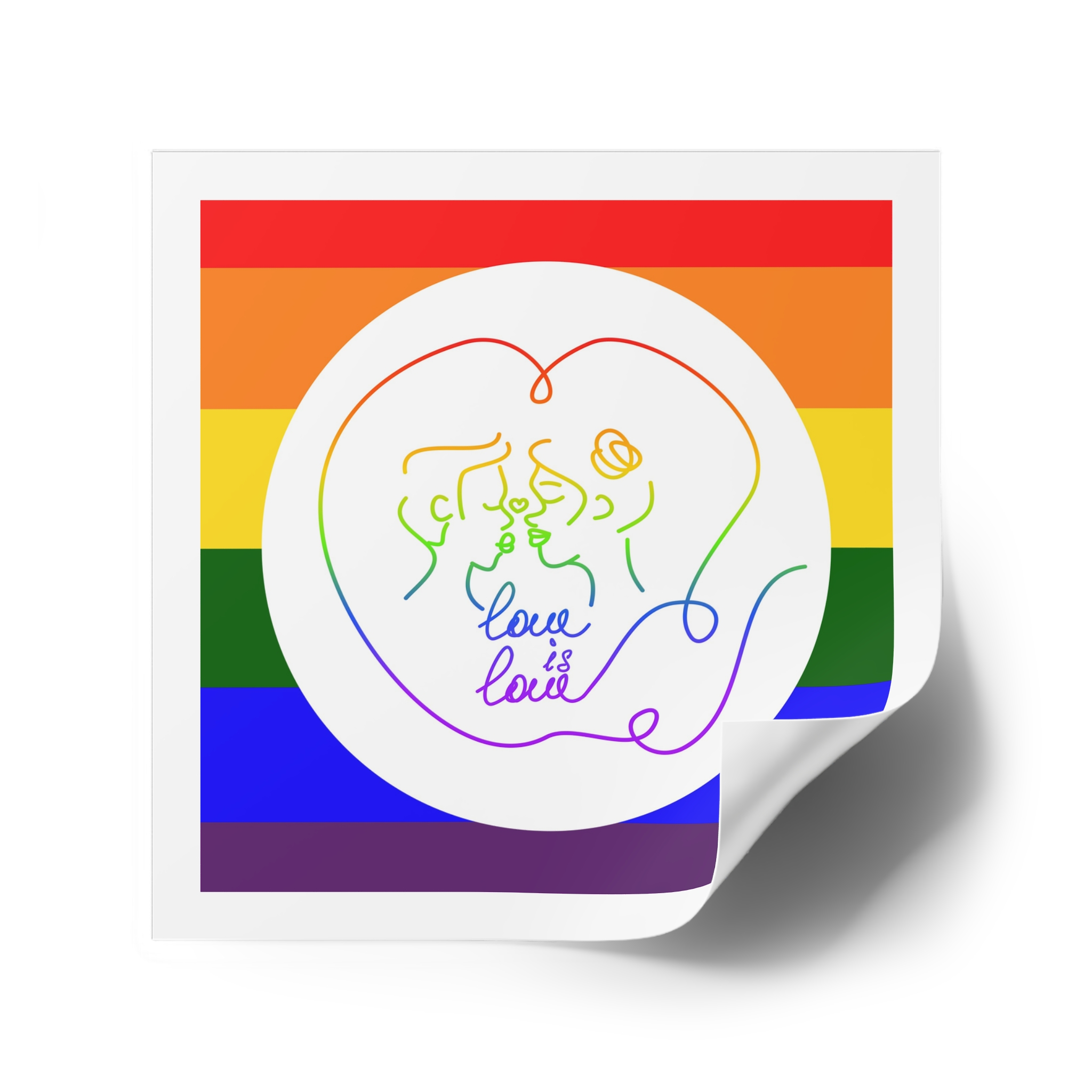 Poster With Kissing Woman Hand Lettering Love Is Love Theme Month Pride Lgbtq Love Background Laminate Stickers Square - Image 34