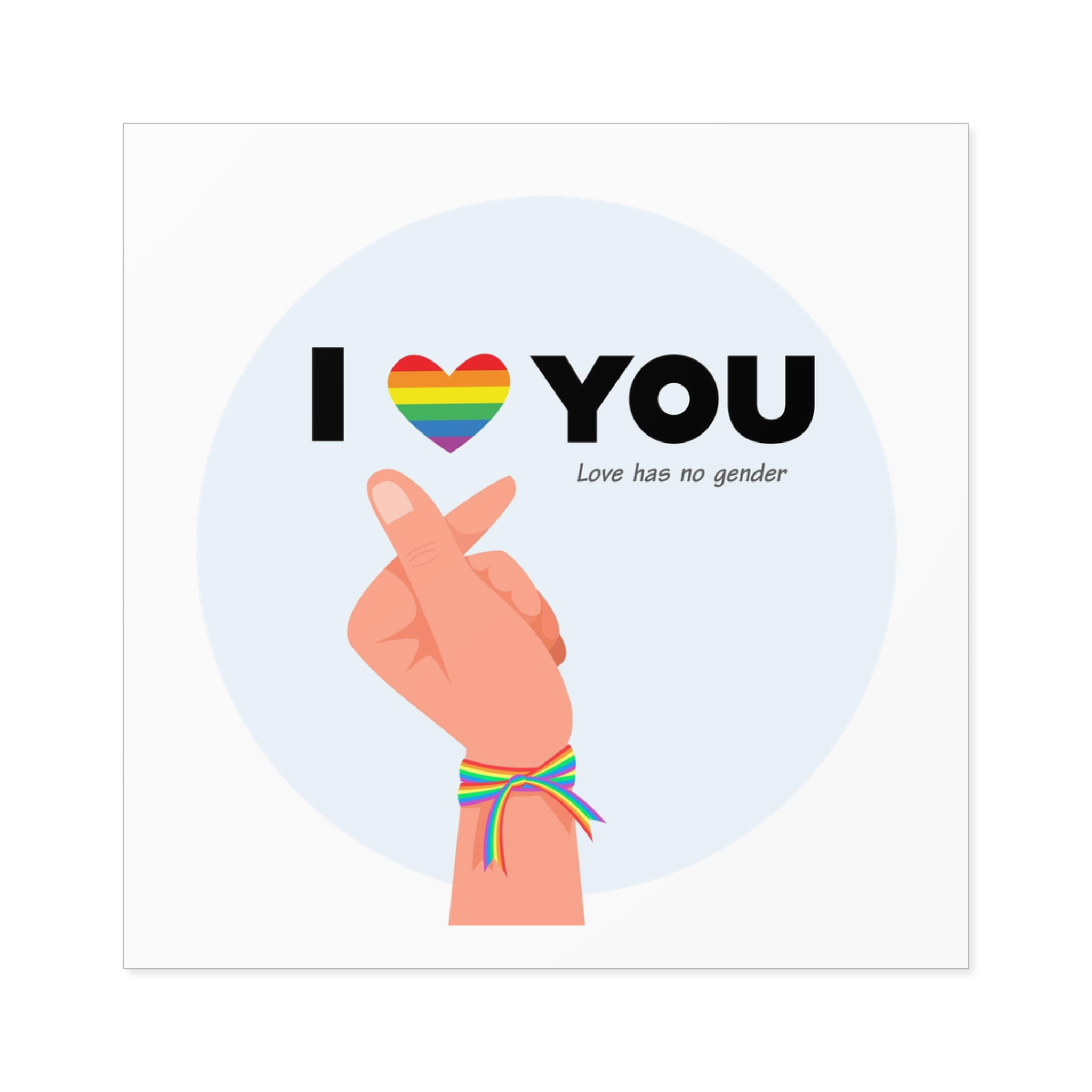 Inspirational Homosexual Pride Poster With Rainbow Heart Laminate Stickers Square - Image 17