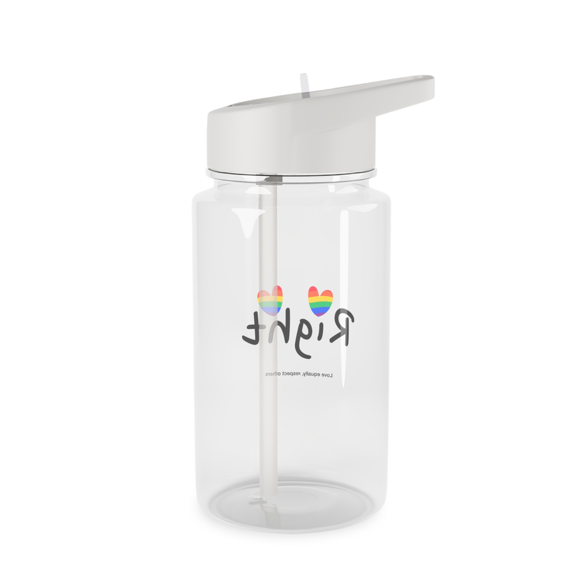 Love Letter Pride Rainbow Lettering Text Writing Pattern Freedom Love Heart Homo Colors Flag Parade(1) Tritan Water Bottle - Image 2