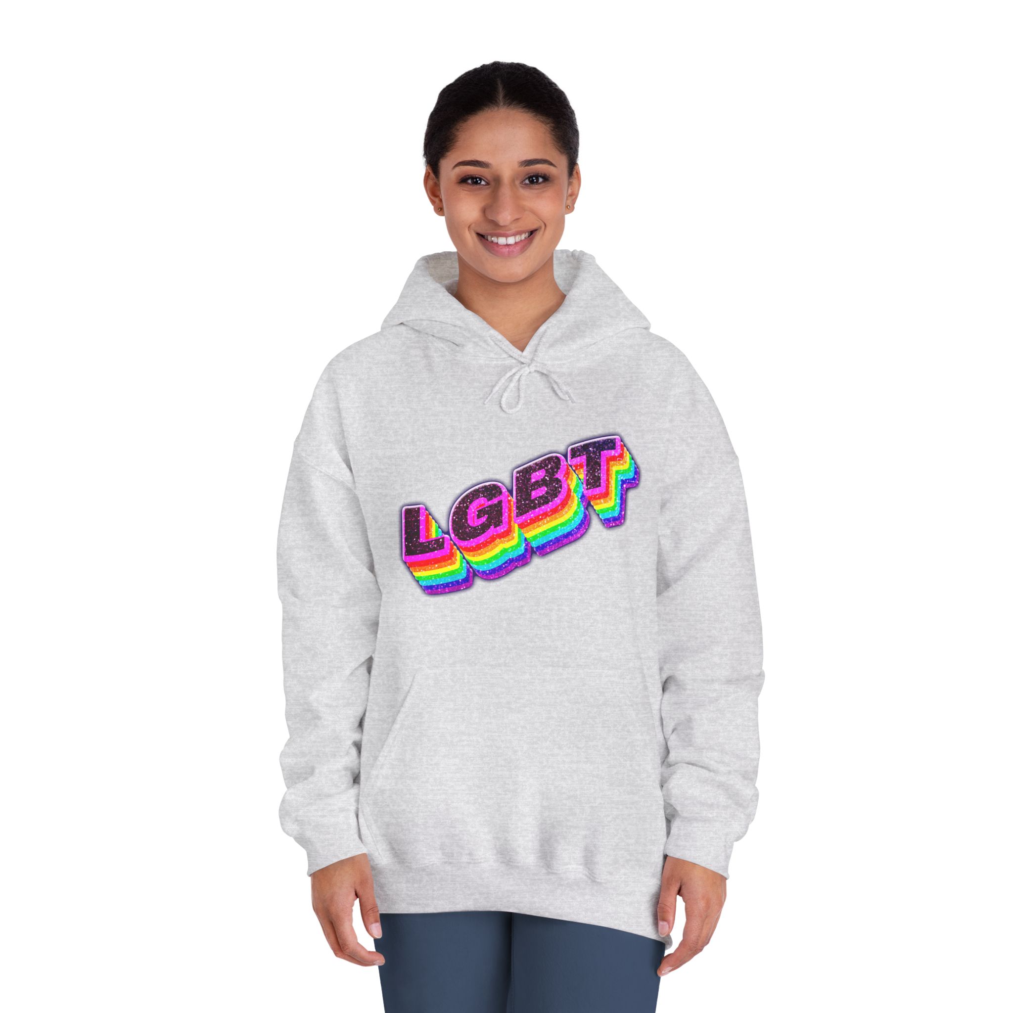 Png Word Lgbt Rainbow Typography Unisex Dryblend Hooded Sweatshirt - Image 8