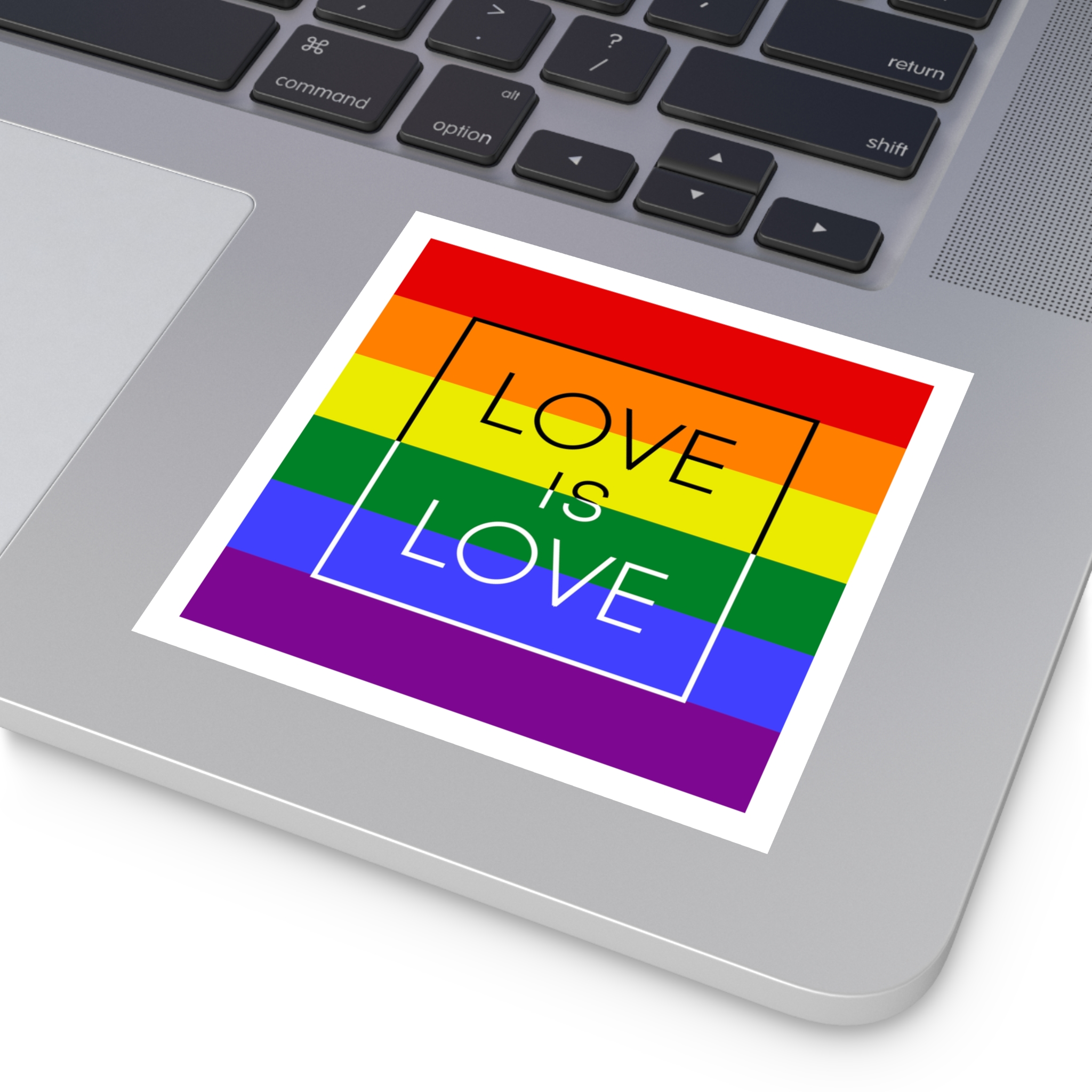 Lgbt Card Text Love Is Love Background Flag Colors Vector Illustration Laminate Stickers Square - Image 19