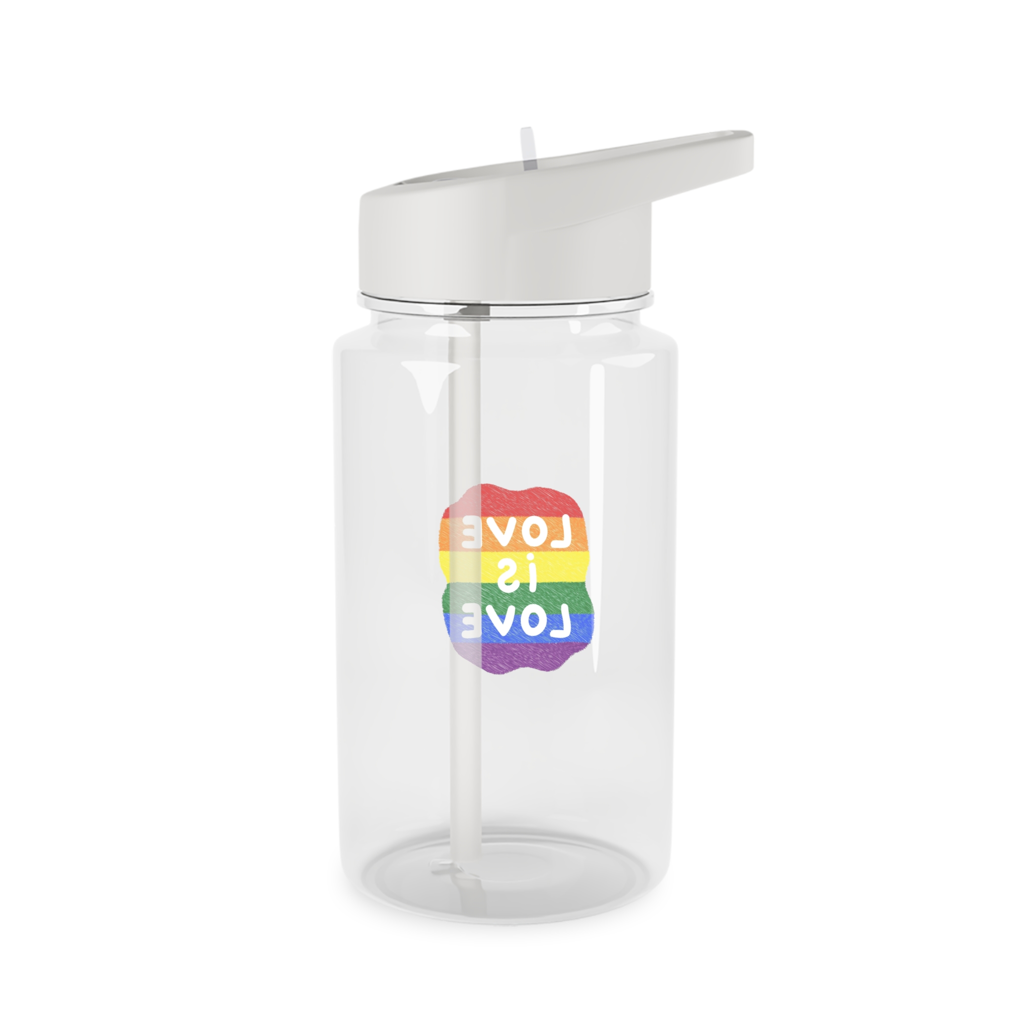 Love Is Love Lgbtq Pride Rainbow Poster Slogan Tritan Water Bottle - Image 2