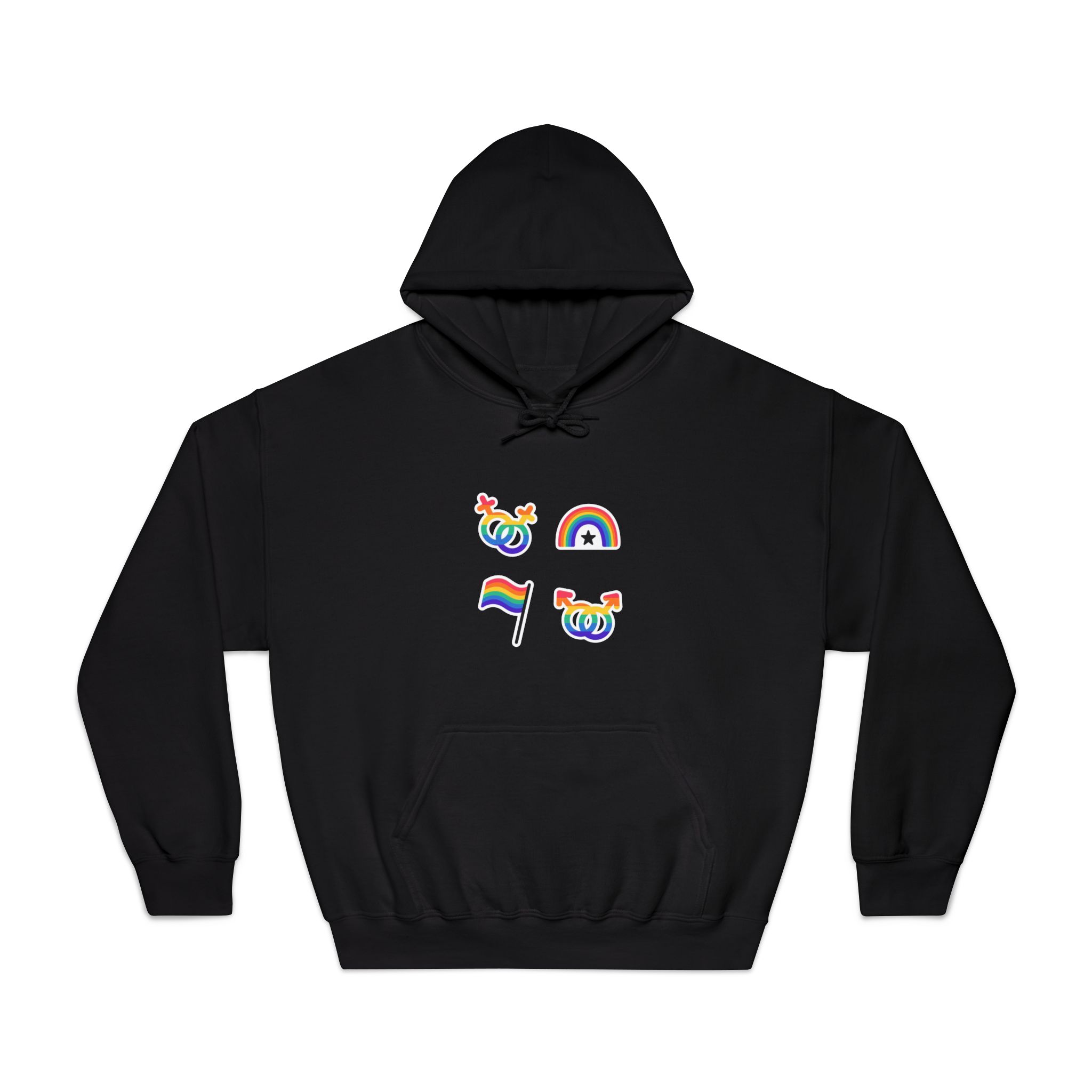 Lgbt Stickers Doodle Style Lgbtq Set Lgbt Pride Community Symbols Rainbow Colored Elements Flag Heart Rainbow Unisex Dryblend Hooded Sweatshirt - Image 9