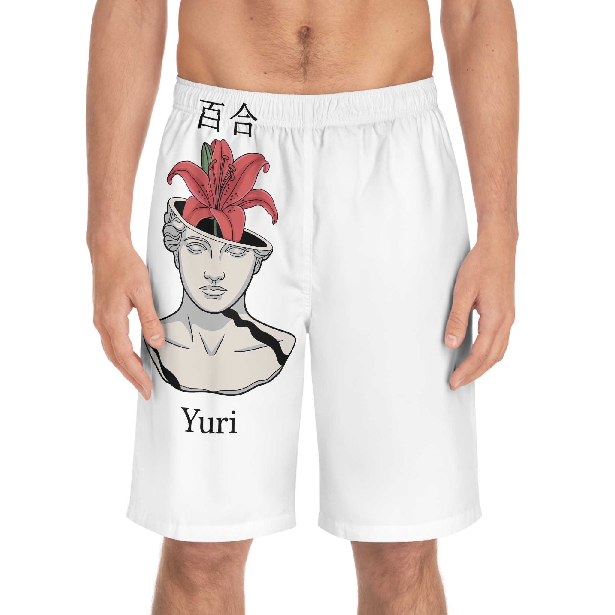Yuri Broken Bust With Blooming Lily Mens Board Shorts Aop - Image 3