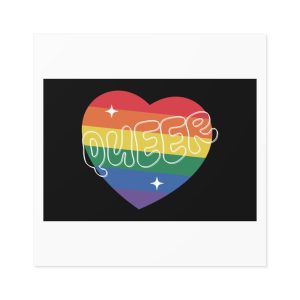 Queer Pride Heart Laminate Stickers Square