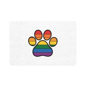 Rainbow Paw Print Symbol Pride Diversity Pet Food Mat 12x18
