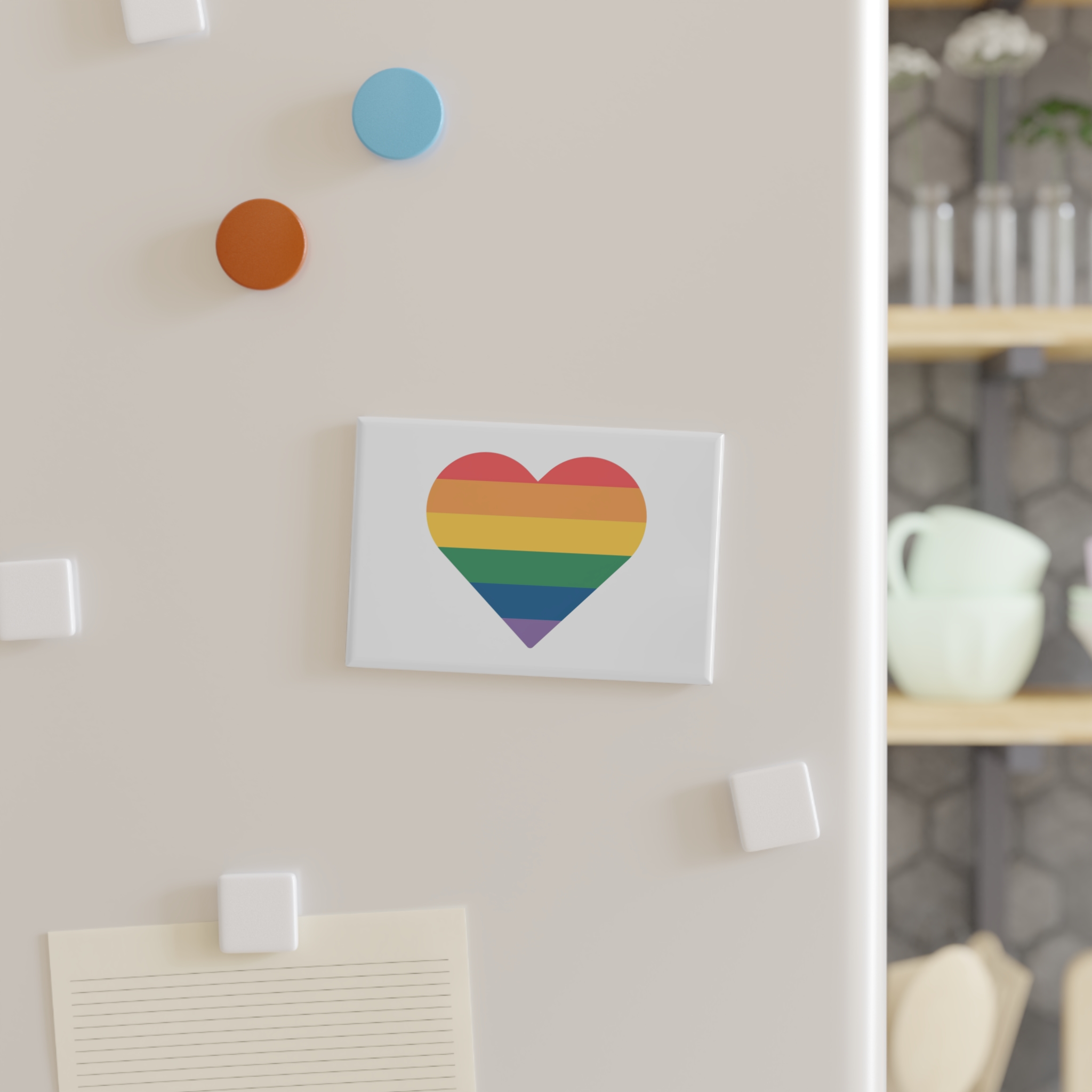 Vector Illustration Rainbow Heart Lgbt Pride Button Magnet Rectangle 1 And 10 Pcs - Image 7