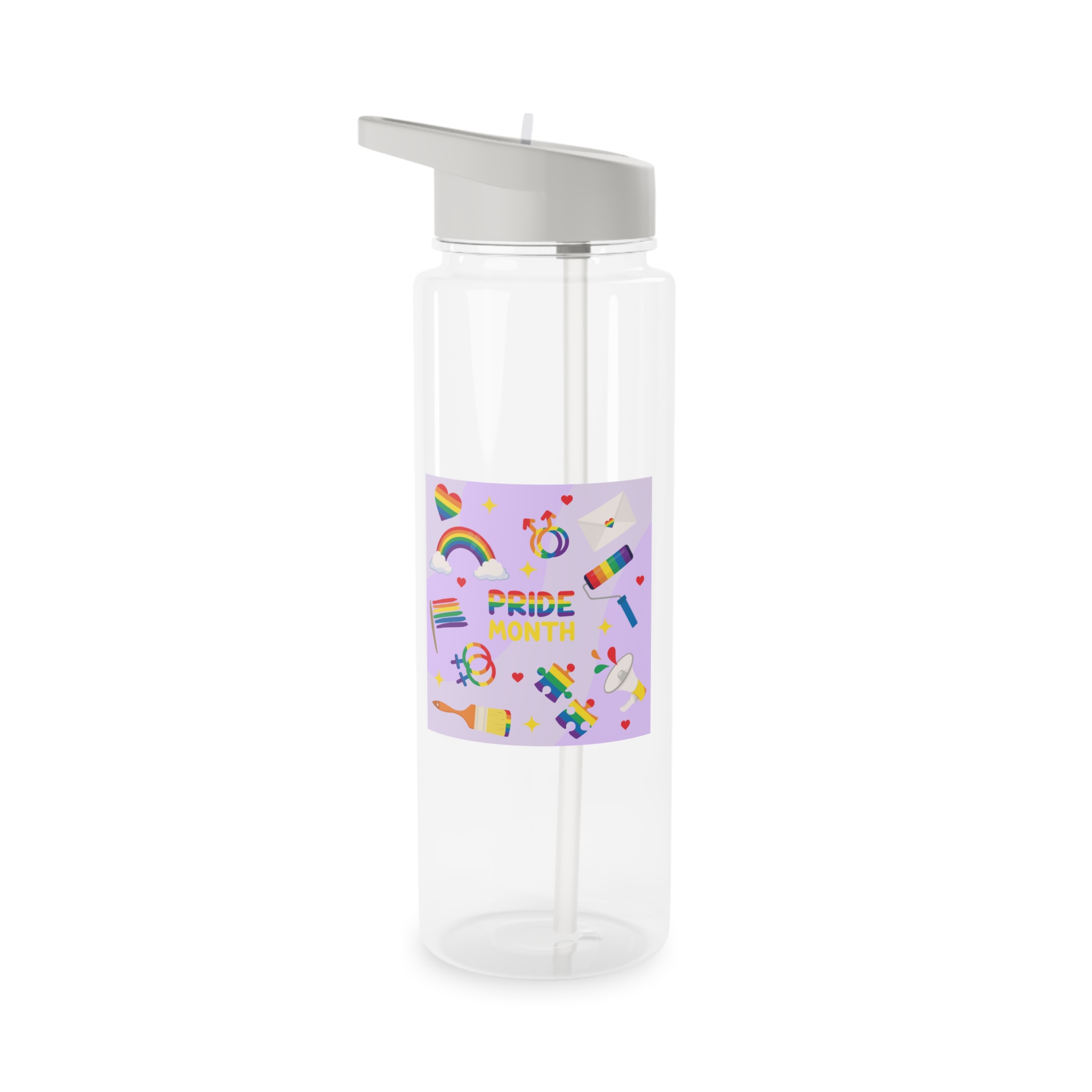 Pride Month Lgbtq Symbol Rainbow Colors Cute Elements Set Tritan Water Bottle - Image 5
