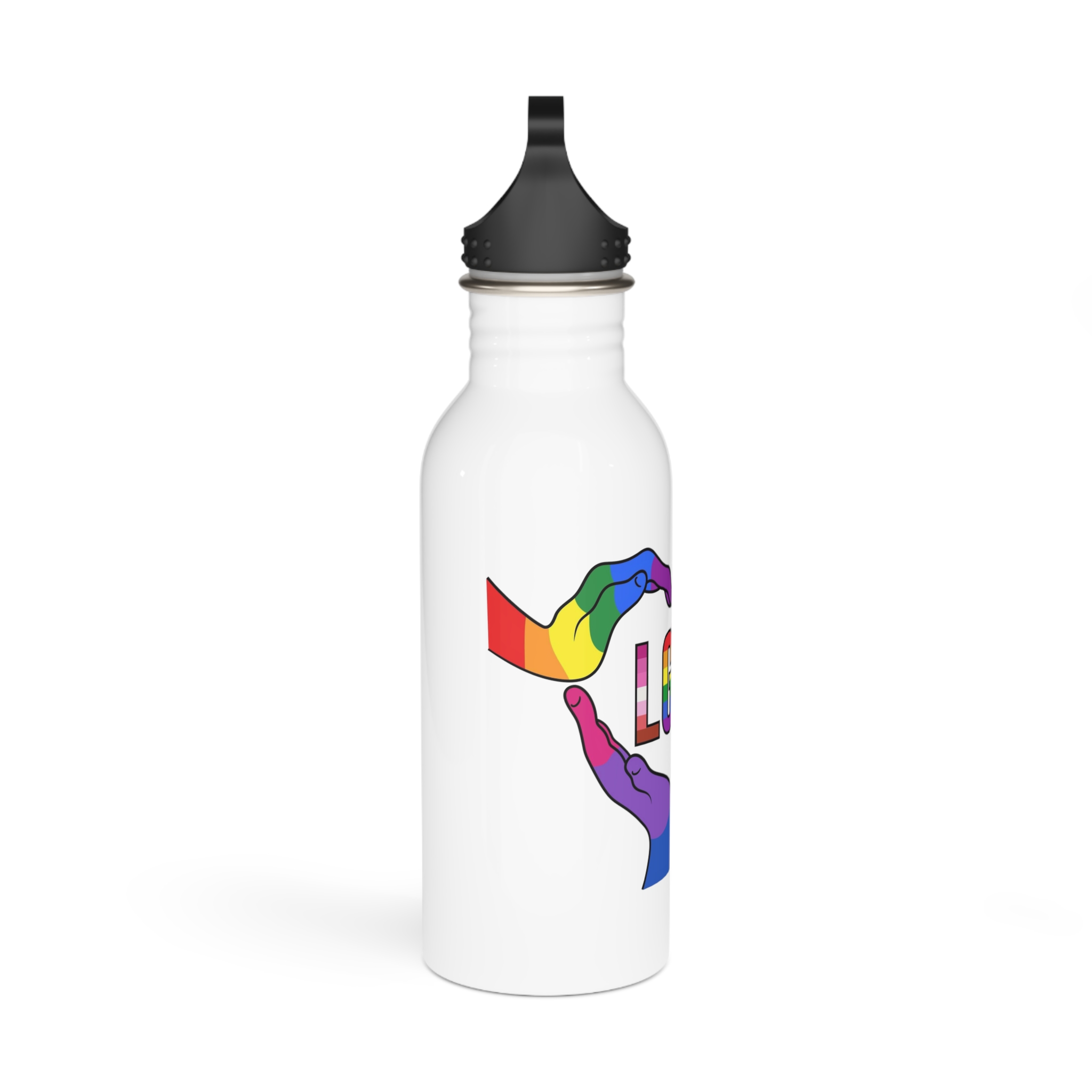 Lgbt Hands United Pride Month Rainbow Flag Vector Illustration Isolated White Background Stainless Steel Water Bottle - Image 2