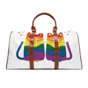 Family Cats With Child Happy Parents Cats Romantic Couple Waterproof Travel Bag