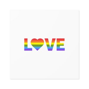 Love With Heart Rainbow Heart Shape Lgbtq Flag White Background Pride Month Laminate Stickers Square