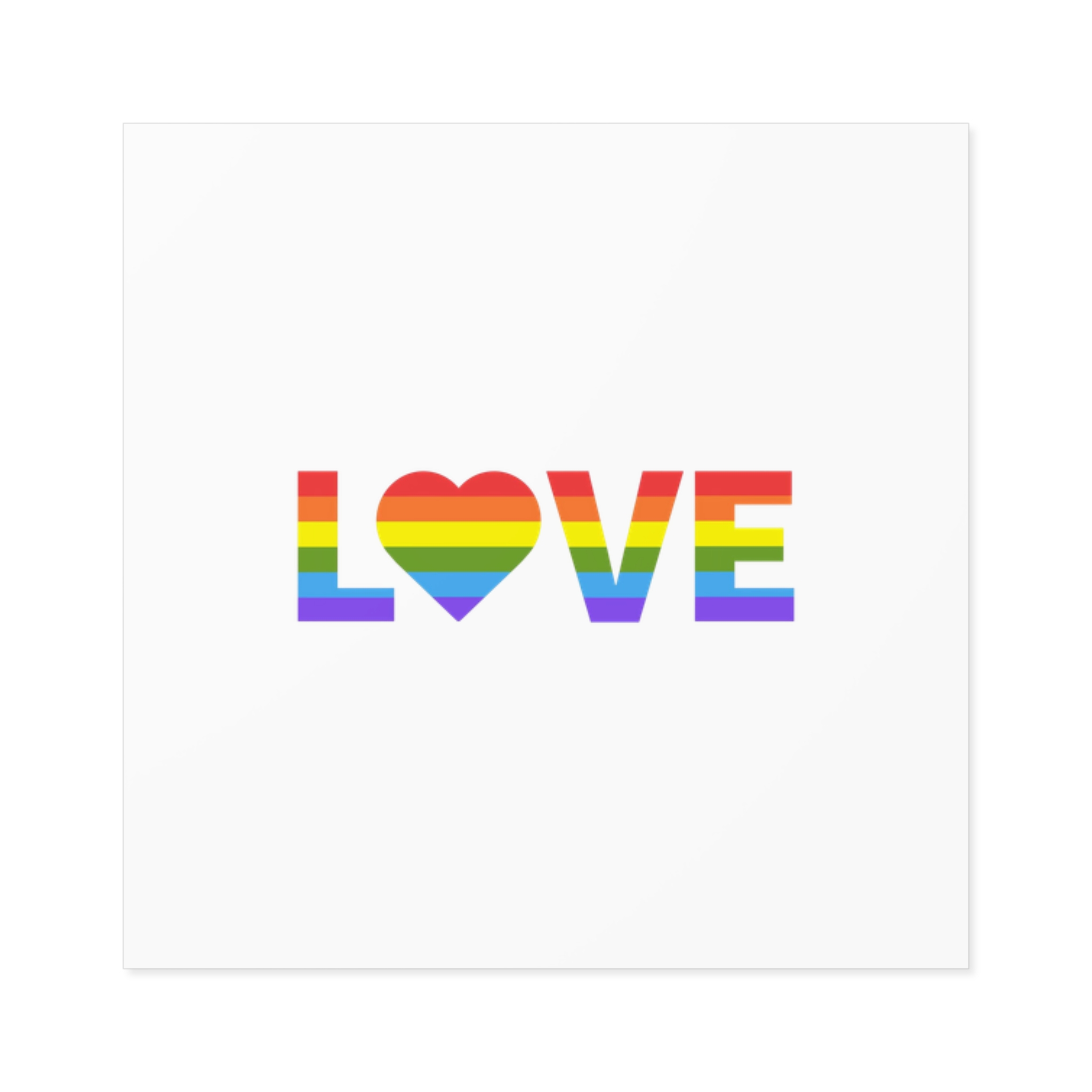 Love With Heart Rainbow Heart Shape Lgbtq Flag White Background Pride Month Laminate Stickers Square