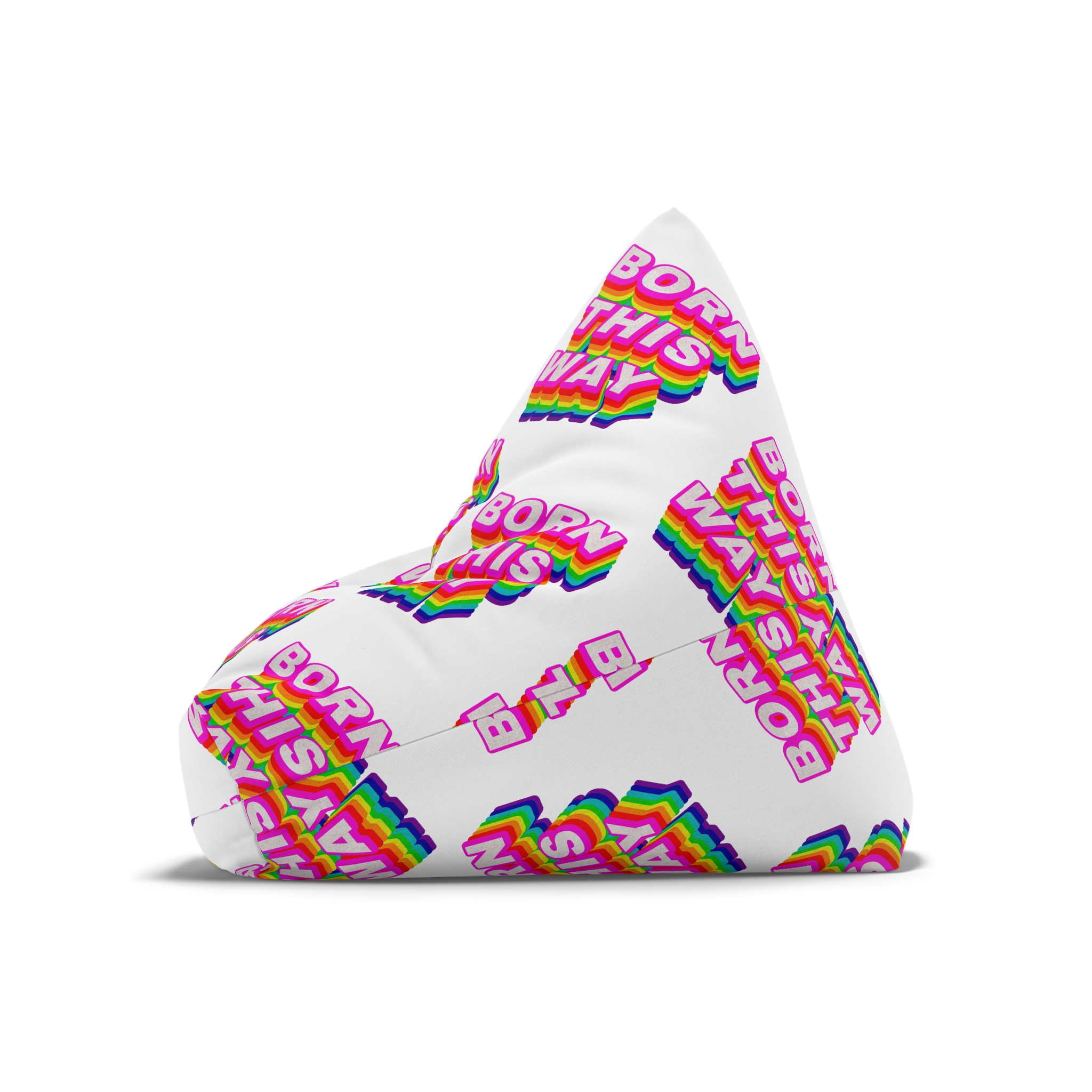 Rainbow Word Born This Way Typography Design Element Bean Bag Chair Cover - Image 8
