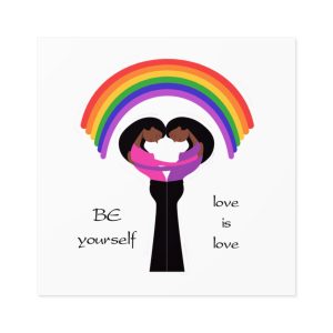 Poster Two Girls Hugging With Rainbow Laminate Stickers Square