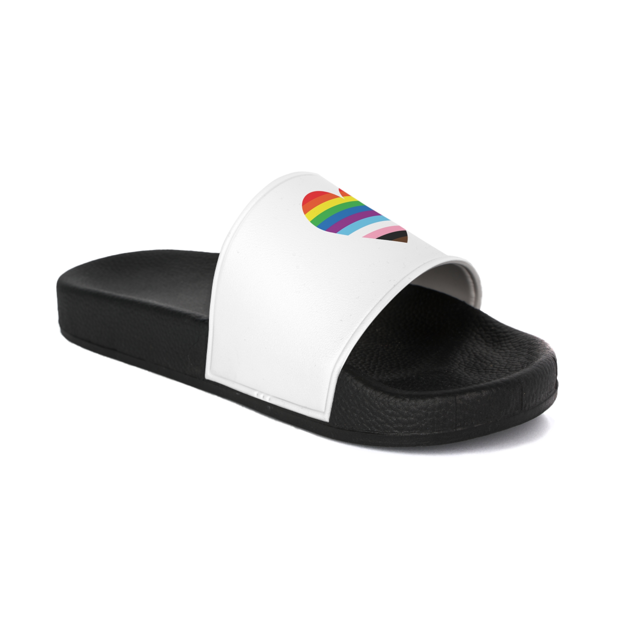 Progress Pride Flag Heart Symbol Love Inclusion Mens Slide Sandals - Image 2
