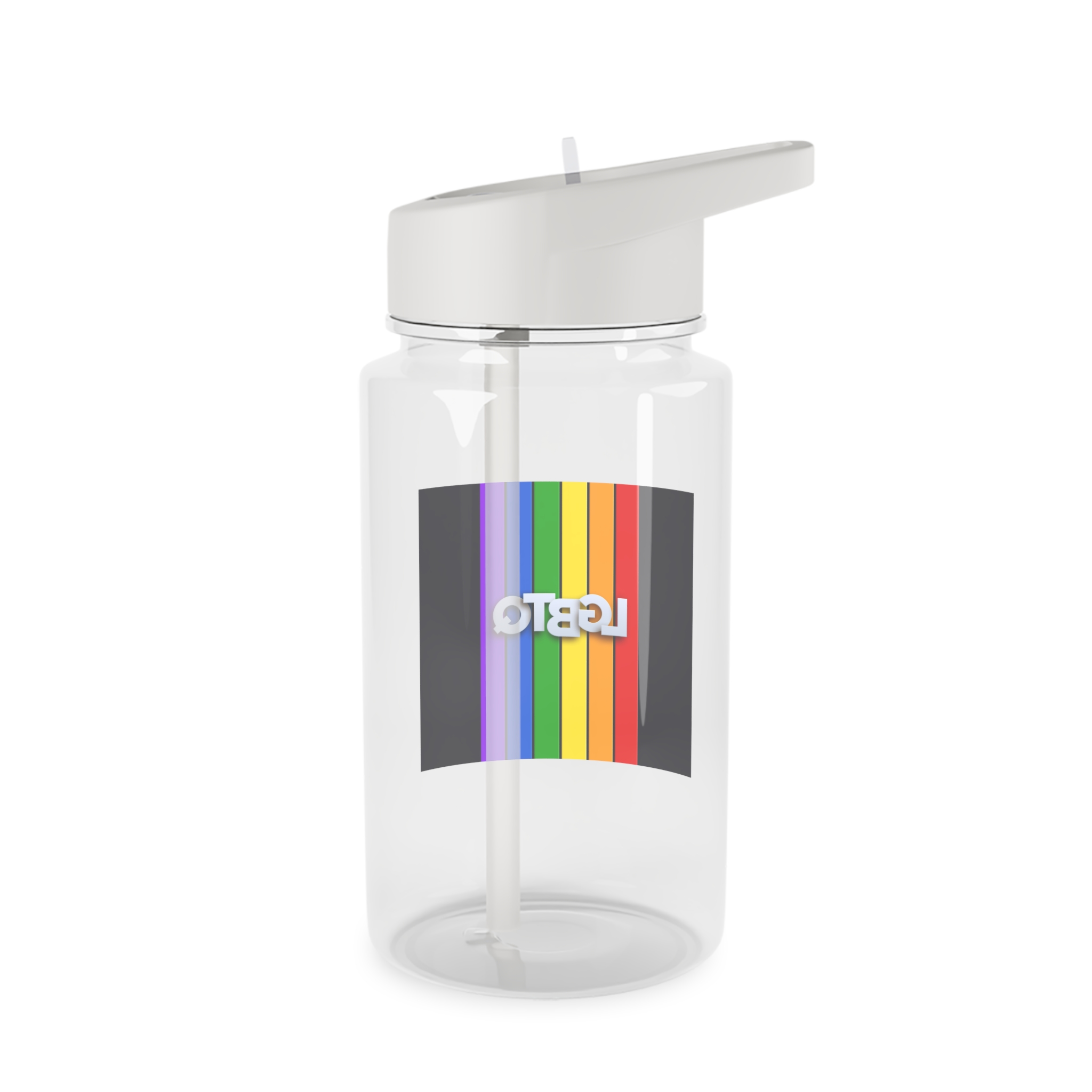 Lgbtq Paper Sign Rainbow Flag Tritan Water Bottle - Image 2