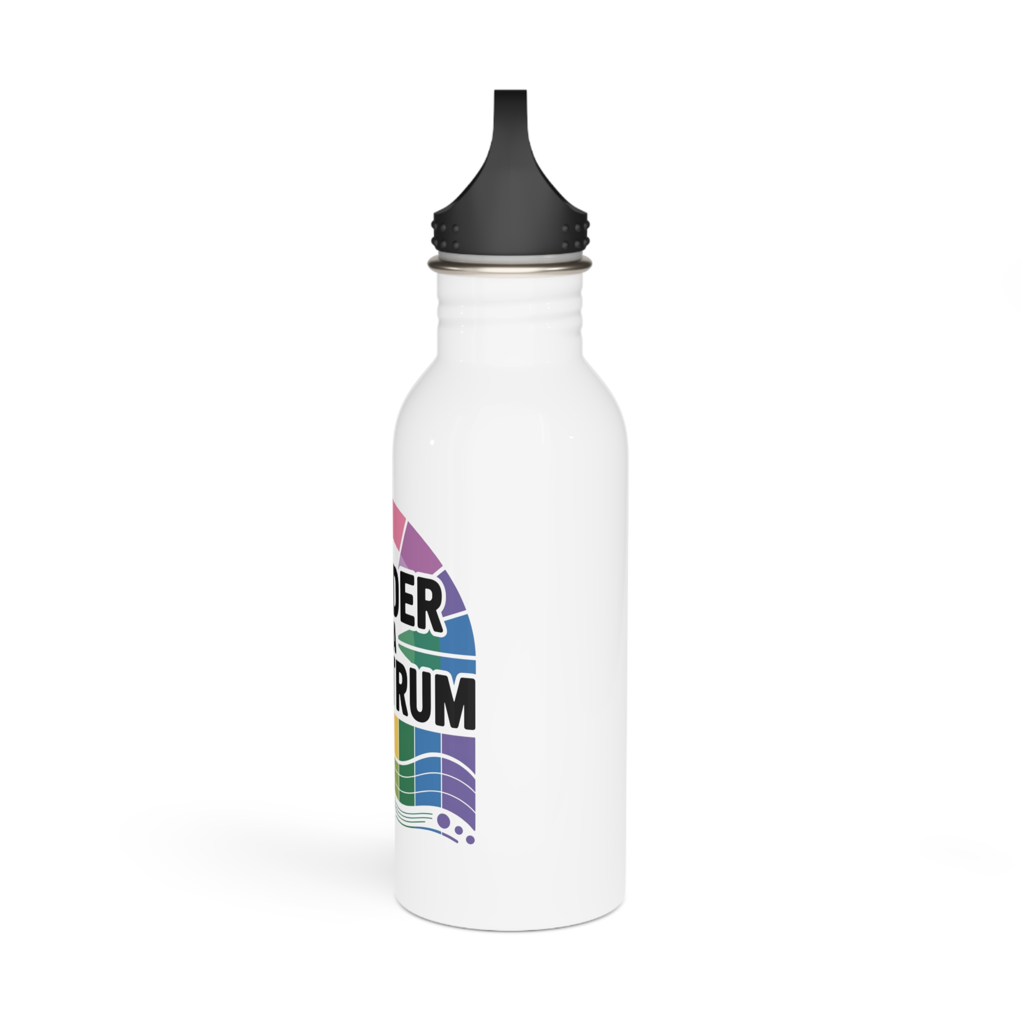Gender Is Spectrum T Shirt Design Isolated White Background Stainless Steel Water Bottle - Image 4