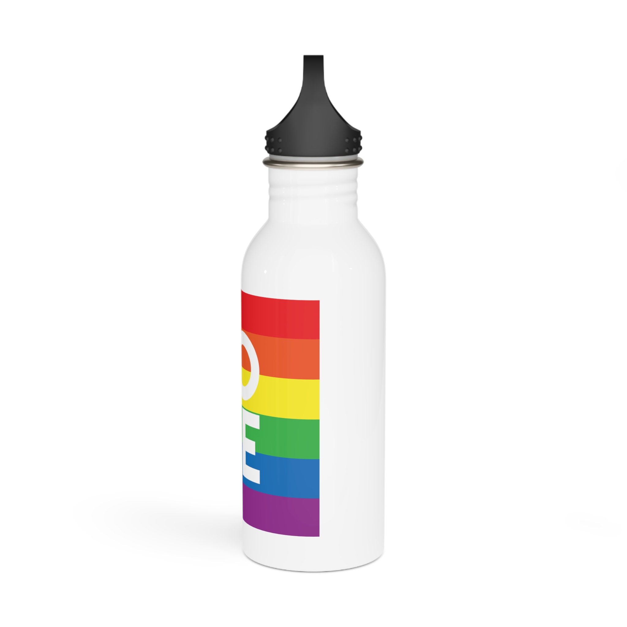 Love Lgbt Squere White Stainless Steel Water Bottle - Image 4