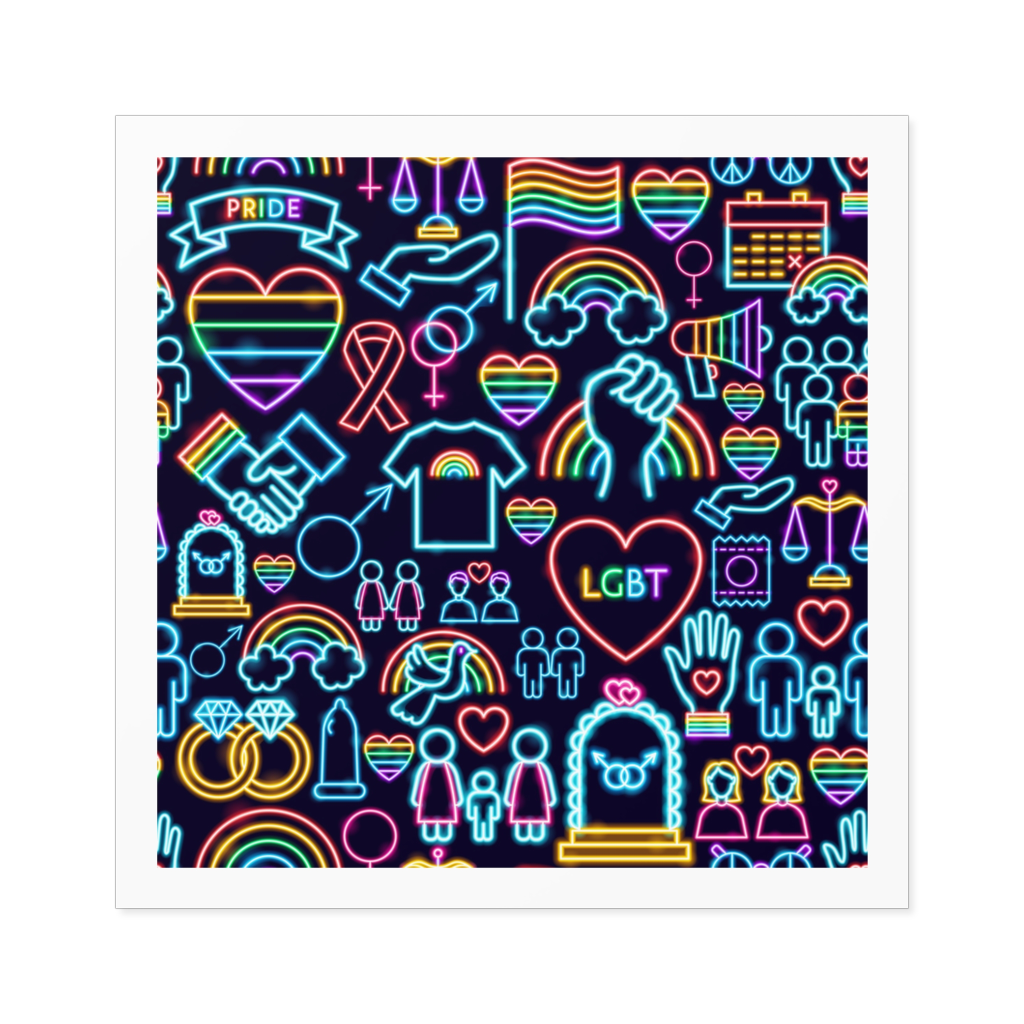 Lgbt Seamless Neon Pattern Laminate Stickers Square - Image 21