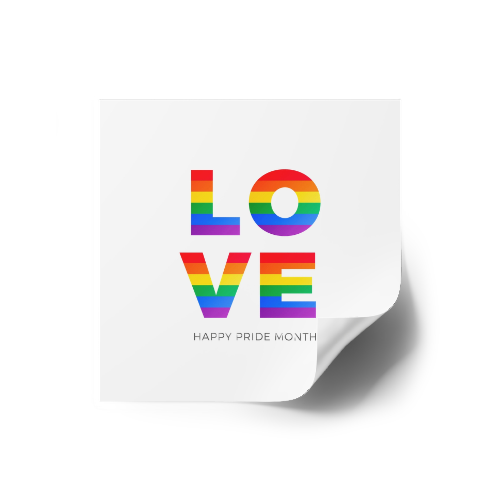 Love Word With Gay Pride Flag Laminate Stickers Square - Image 2