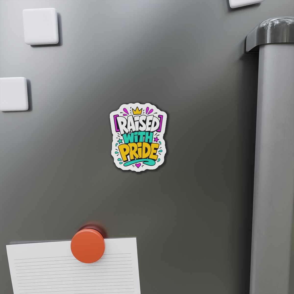 Raised With Pride Text Effect Die Cut Magnets - Image 5