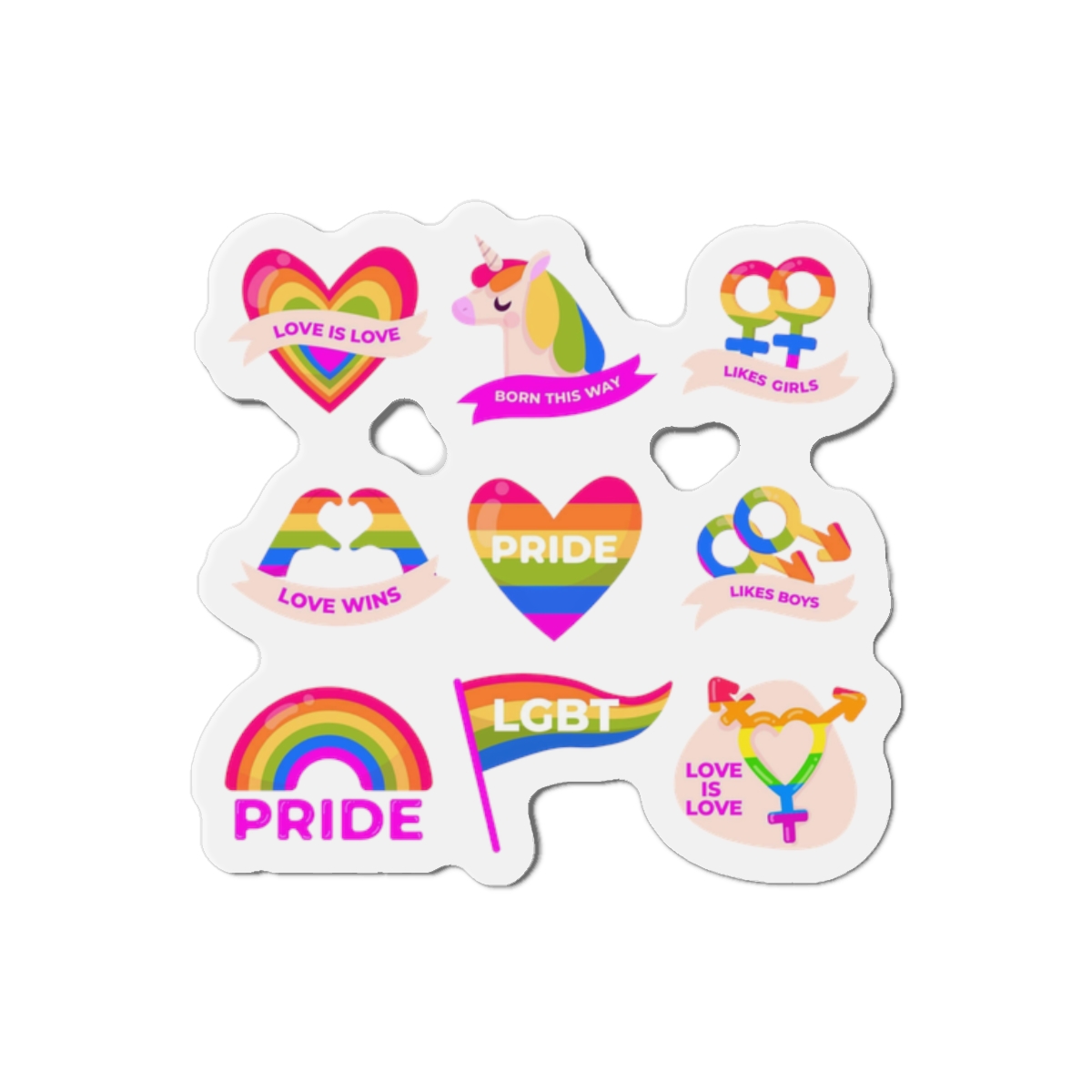 Pride Day Labels Set Die Cut Magnets
