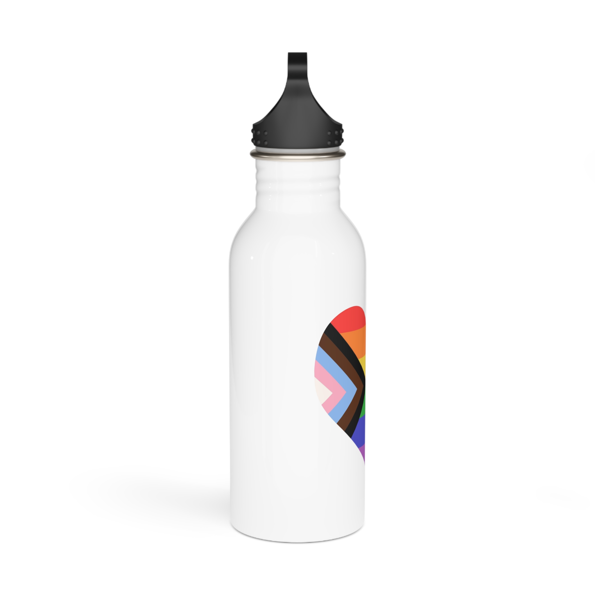 Heart Shaped Lgbtq Flag Flat Vector Illustration Stainless Steel Water Bottle - Image 2