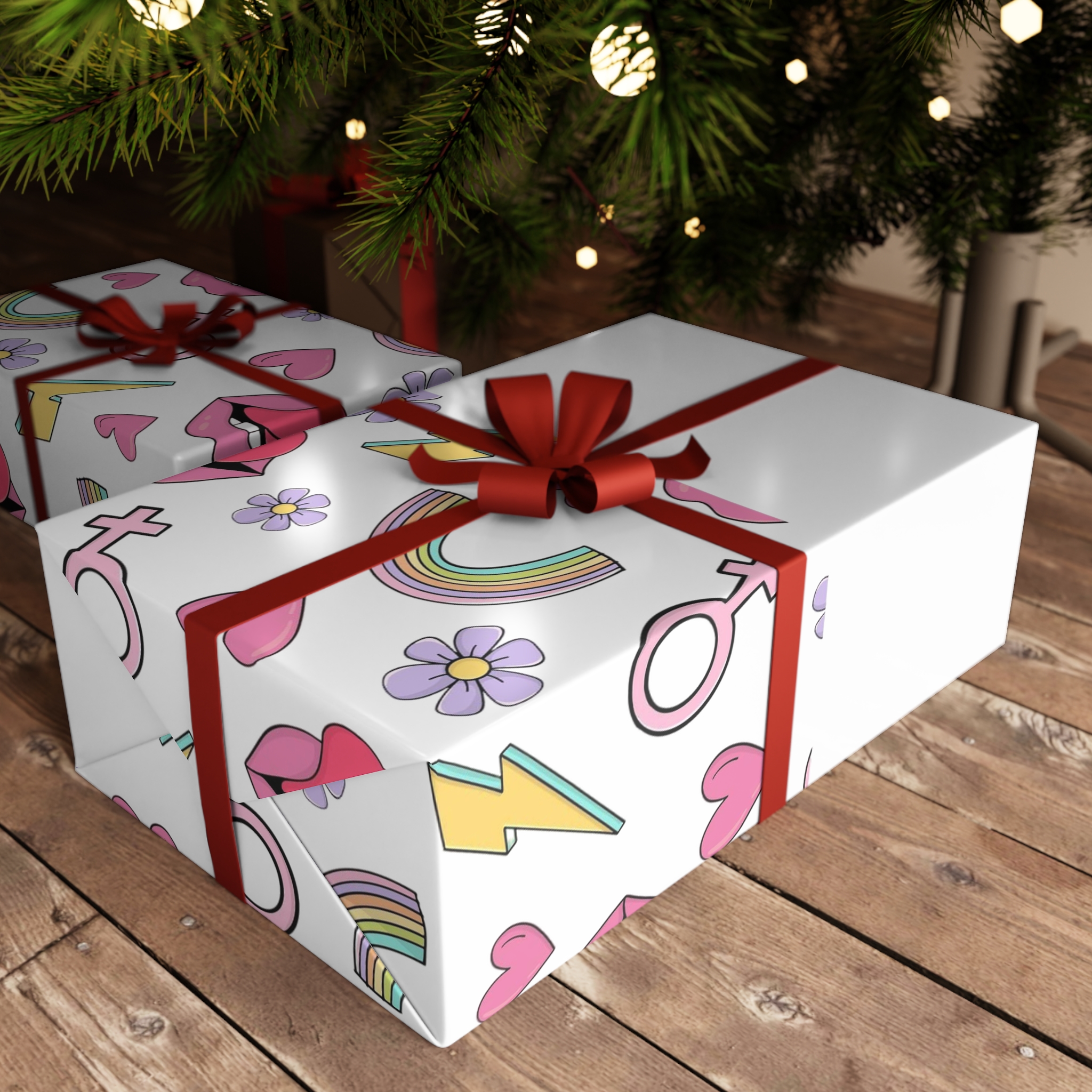 Colorful Seamless Pattern With Feminist Pride Symbols Gift Wrapping Paper Sheets 1pc - Image 3