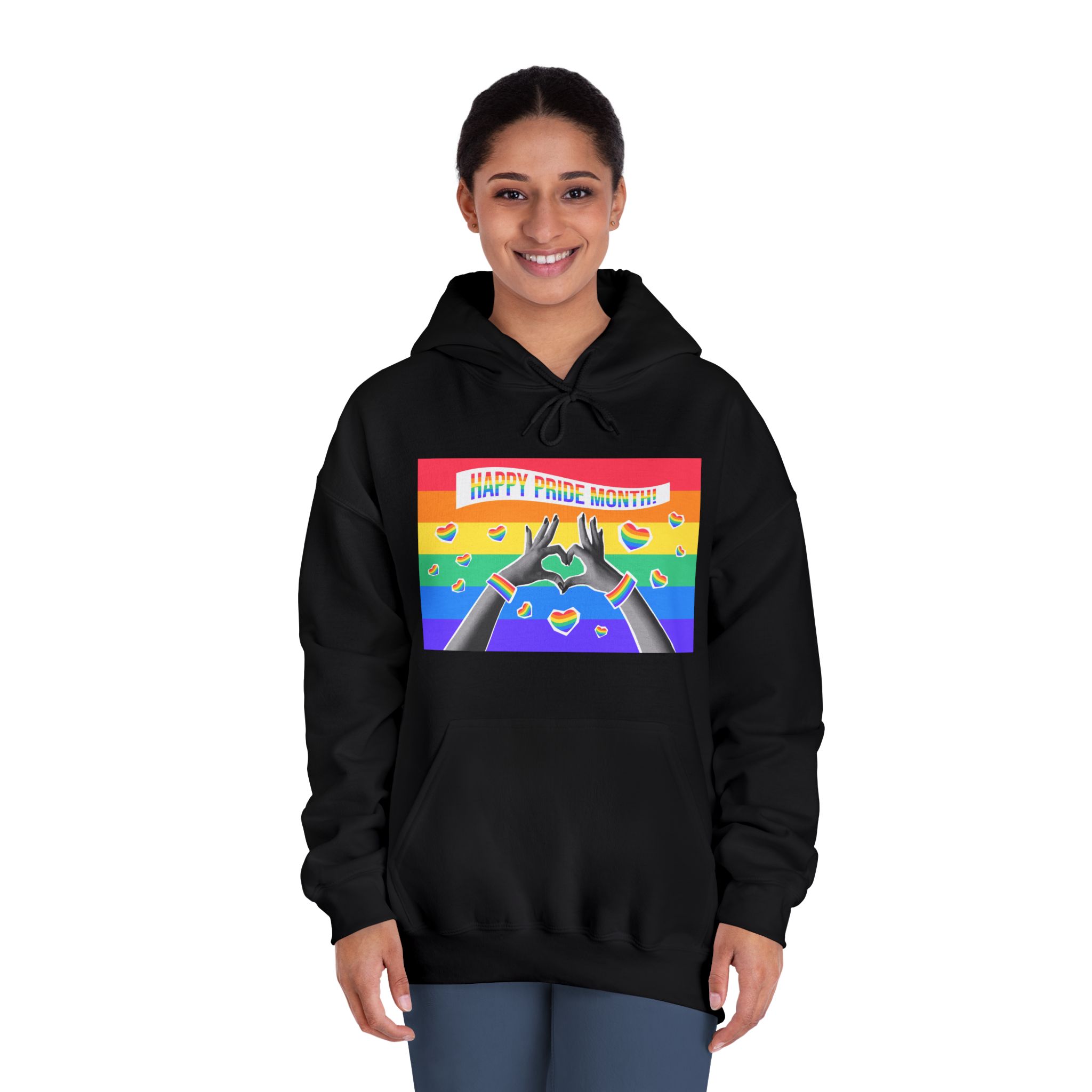 Lgbtq Pride Month Card Y2k Style Trendy Retro Collage Halftone Hands Unisex Dryblend Hooded Sweatshirt - Image 12