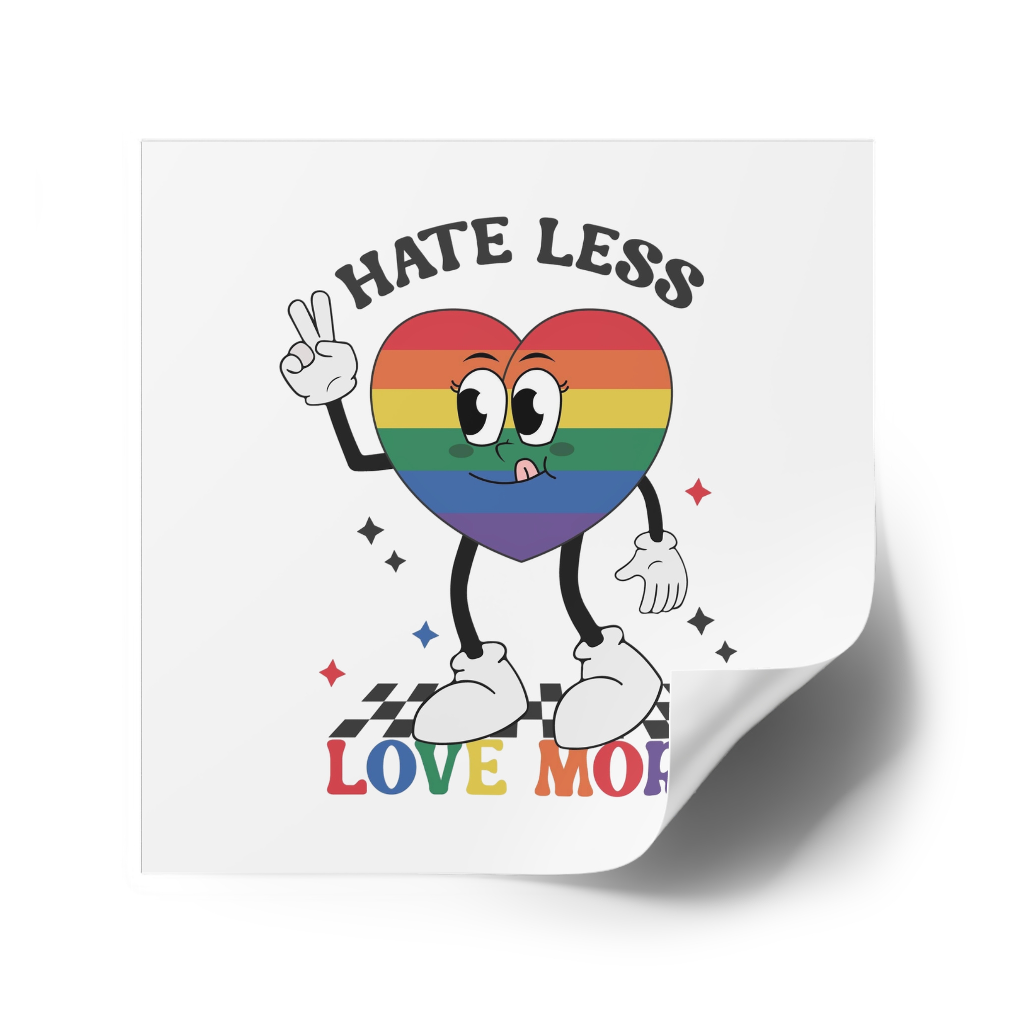 Heart With Words Hate Less Love More It Laminate Stickers Square - Image 38