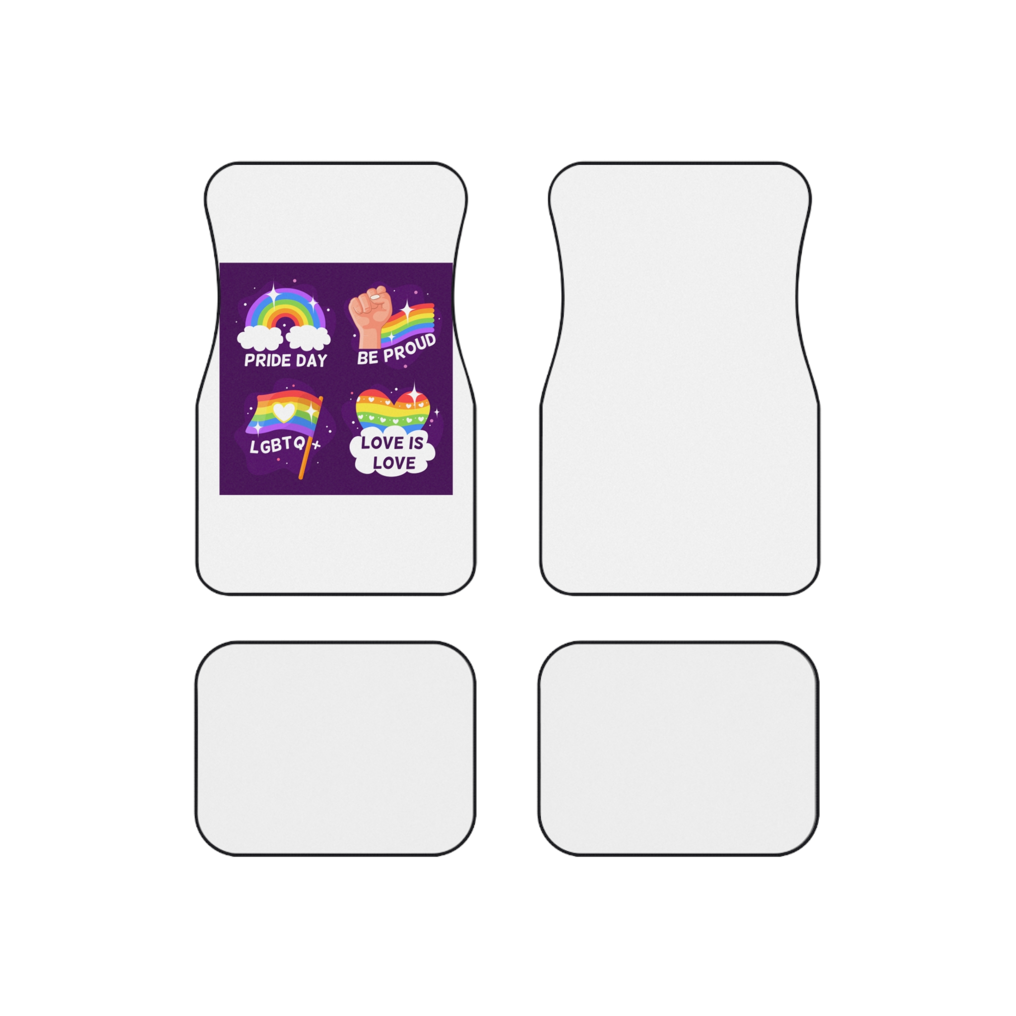 Pride Day Badges Collection Car Mats Set Of 4