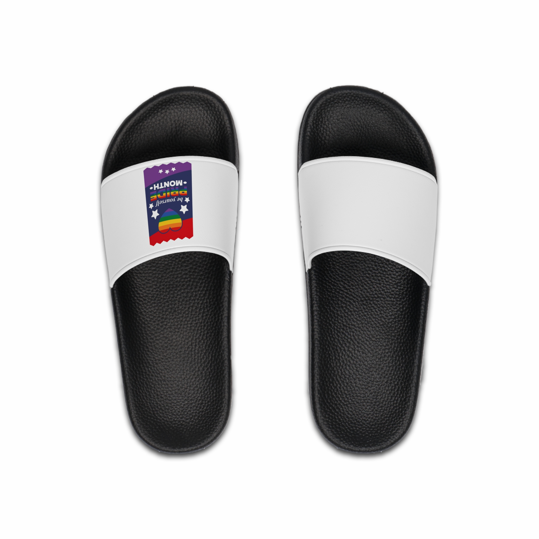 Lgbt Pride Month June Lesbian Gay Bisexual Transgender Love Lgbtq Flag Rainbow Vector Mens Slide Sandals