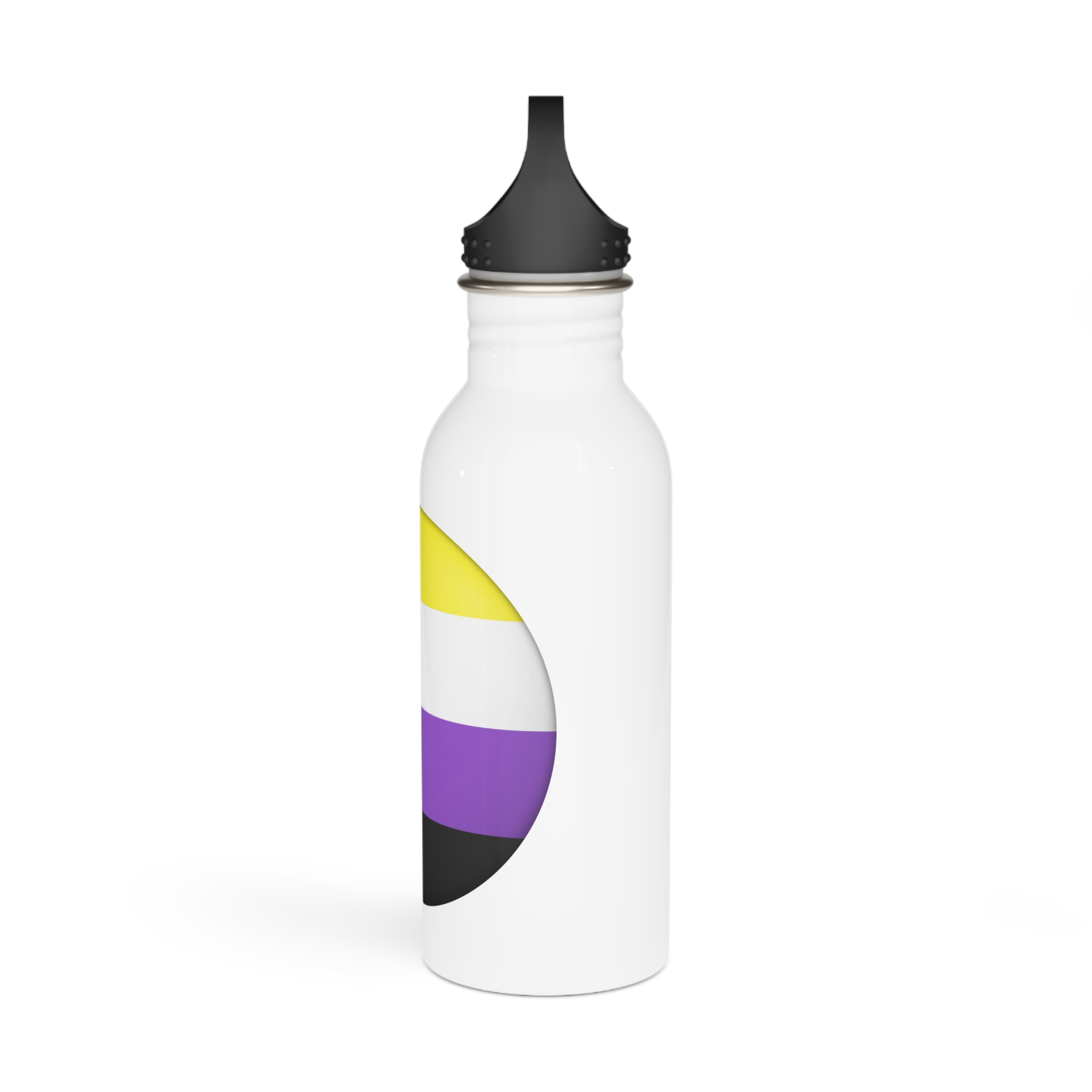 Flag Nonbinary Lgbtq Glossy Circular Flag Button Appearance 3d Icon Design With Depth Stainless Steel Water Bottle - Image 4