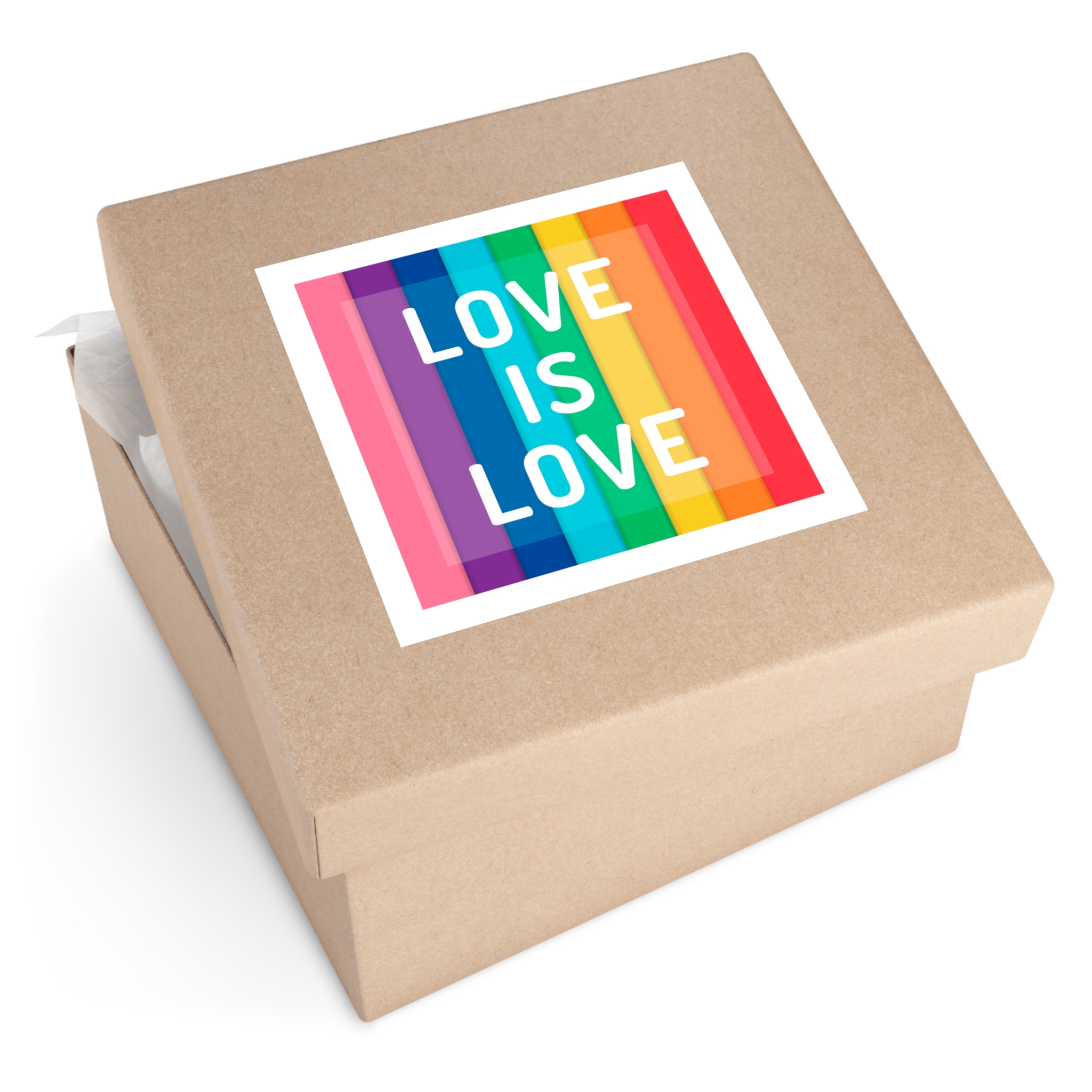 Rainbow Colored Background With Love Is Love Concept Pride Month Laminate Stickers Square - Image 59
