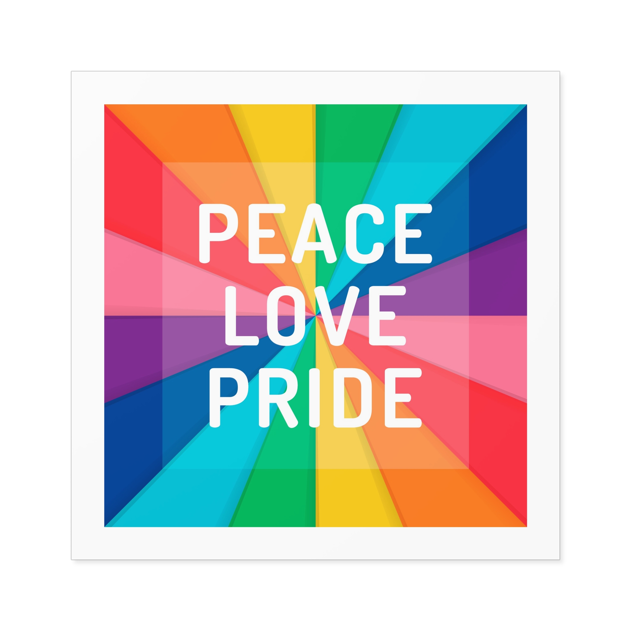 Rainbow Colored Background With Peace Love Pride Concept Pride Month Laminate Stickers Square - Image 49
