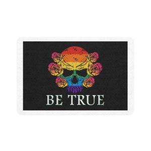 Skull Pride Rainbow Vintage Vector Premium T Shirt(1) Pet Food Mat 12x18