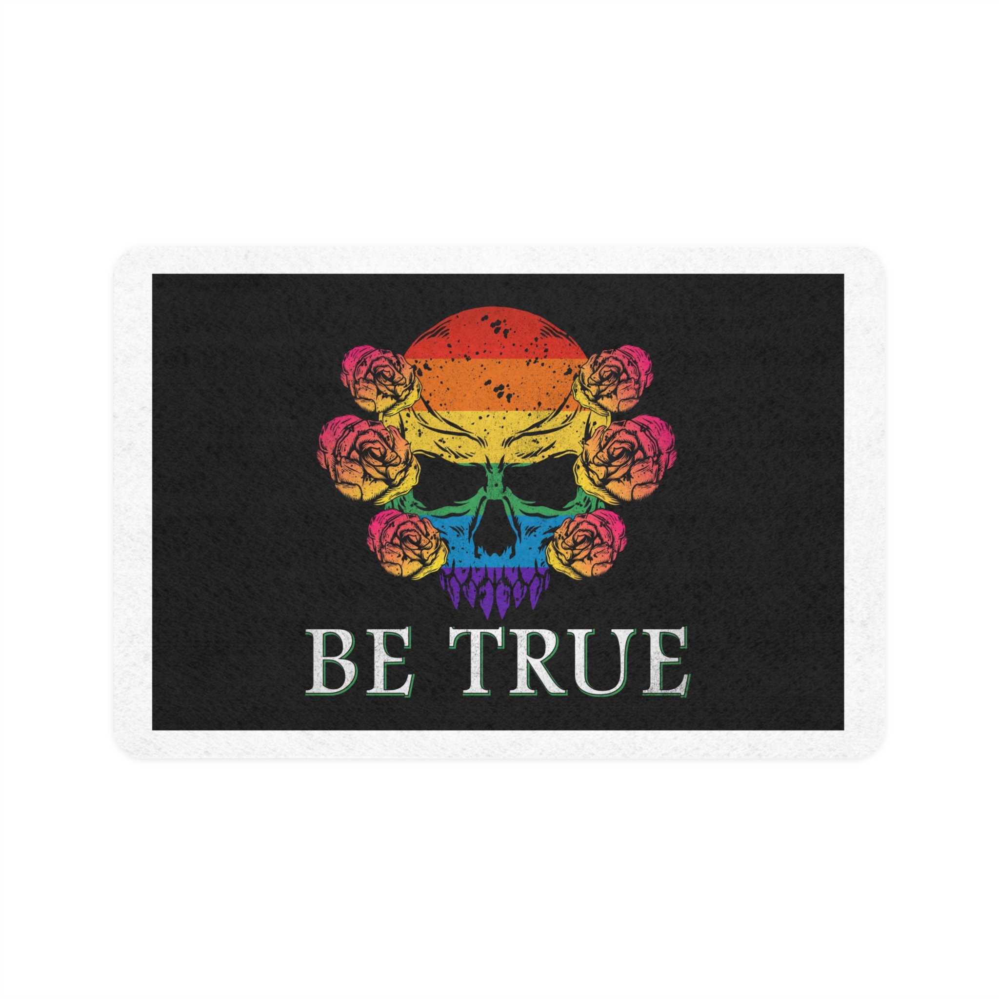 Skull Pride Rainbow Vintage Vector Premium T Shirt(1) Pet Food Mat 12x18