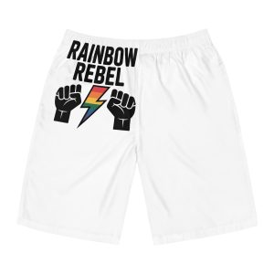 Rainbow Rebel T Shirt Design Isolated White Background 3 Mens Board Shorts Aop