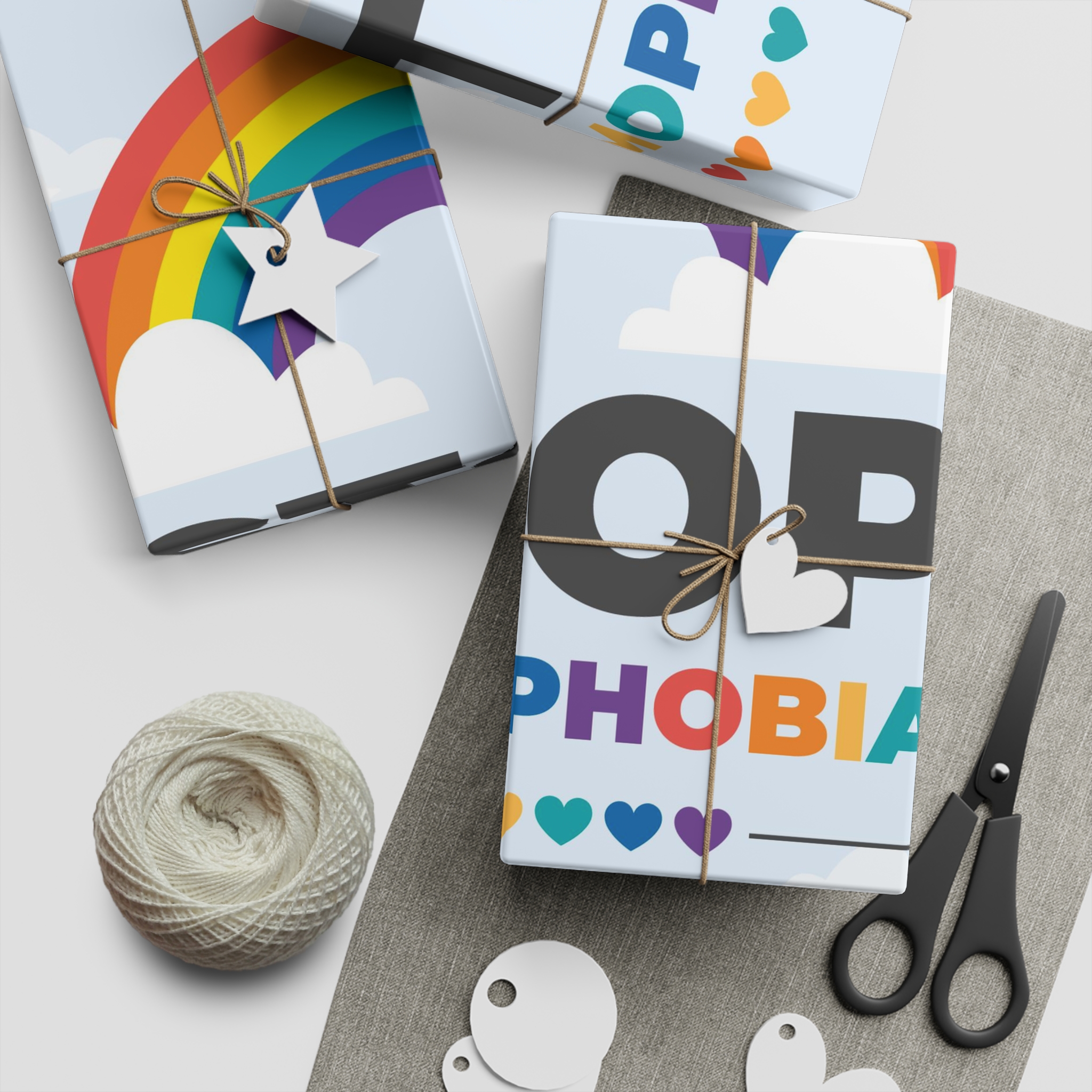 Hand Drawn Stop Homophobia Concept Illustration Gift Wrapping Paper Sheets 1pc - Image 2