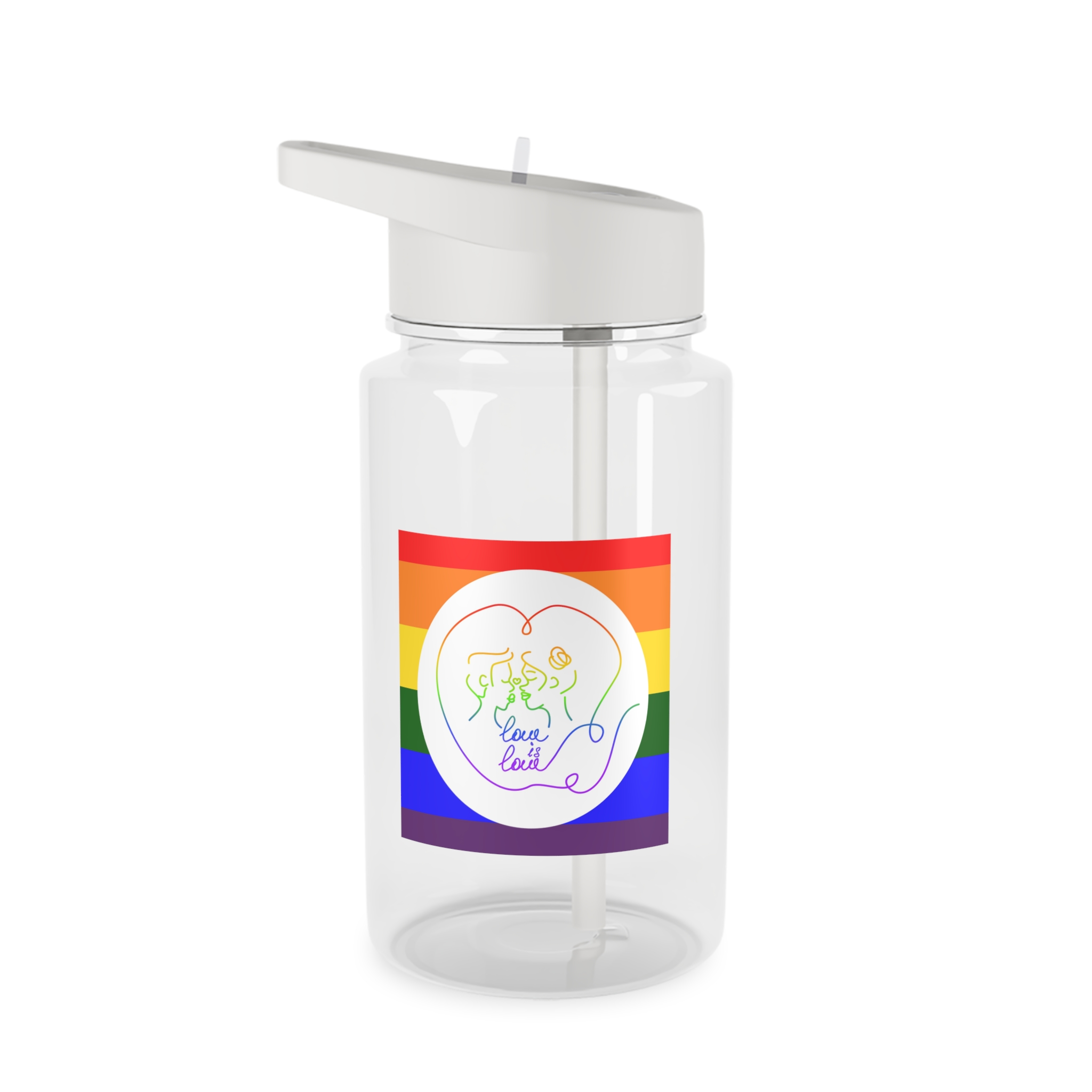 Poster With Kissing Woman Hand Lettering Love Is Love Theme Month Pride Lgbtq Love Background Tritan Water Bottle