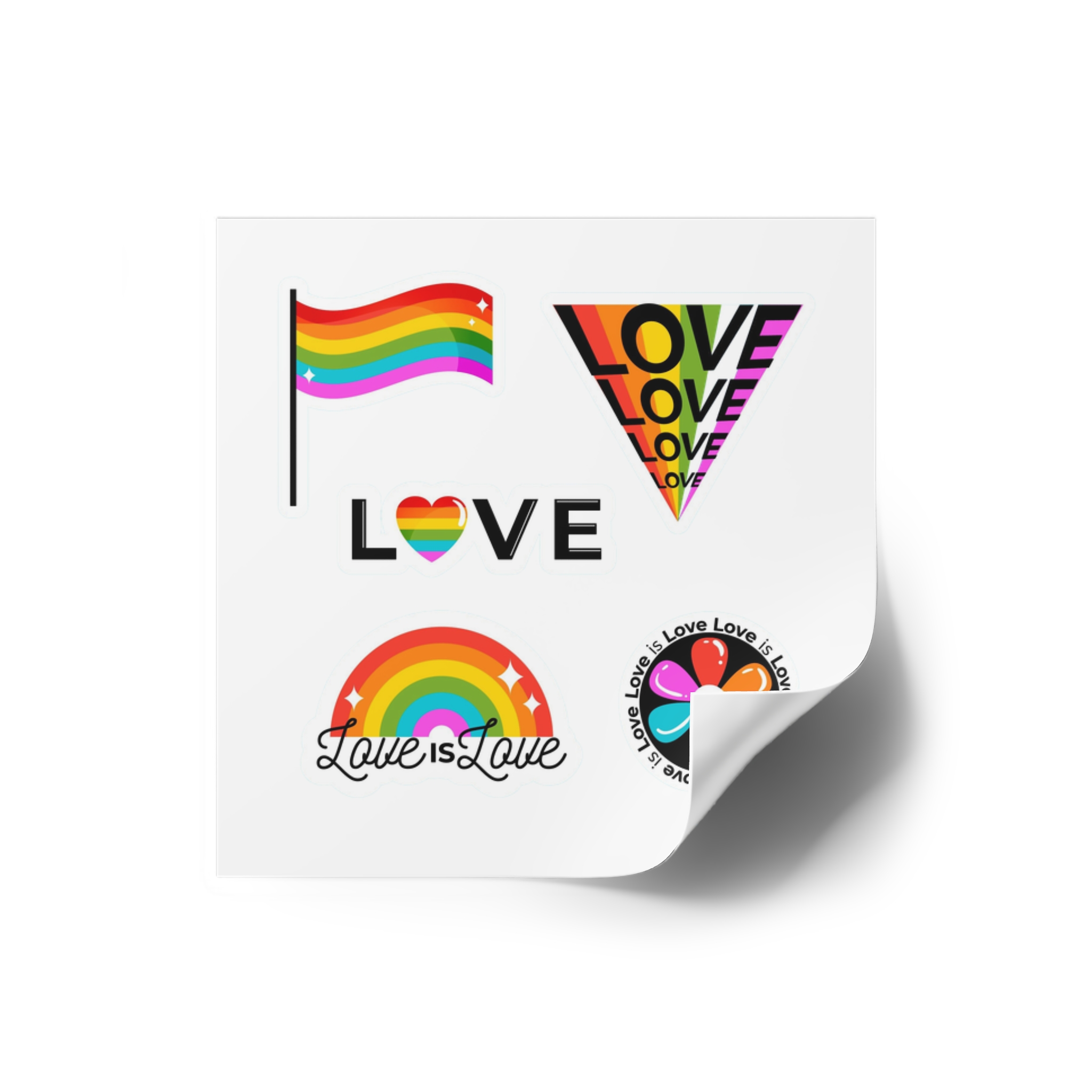 Pride Day Badges With Flag Laminate Stickers Square - Image 2